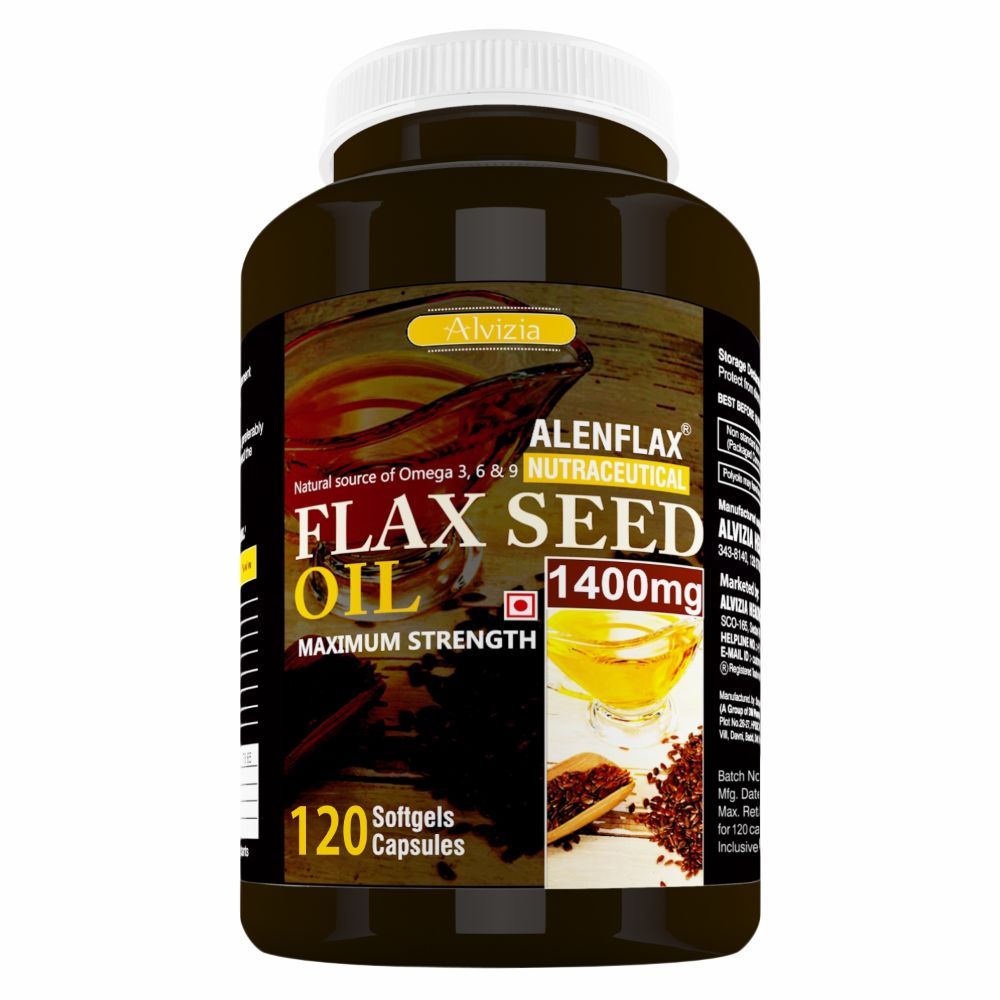 Alvizia Flaxseed Oil Capsules 1400mg Omega 3 6 9 (120 Capsules) Plant
