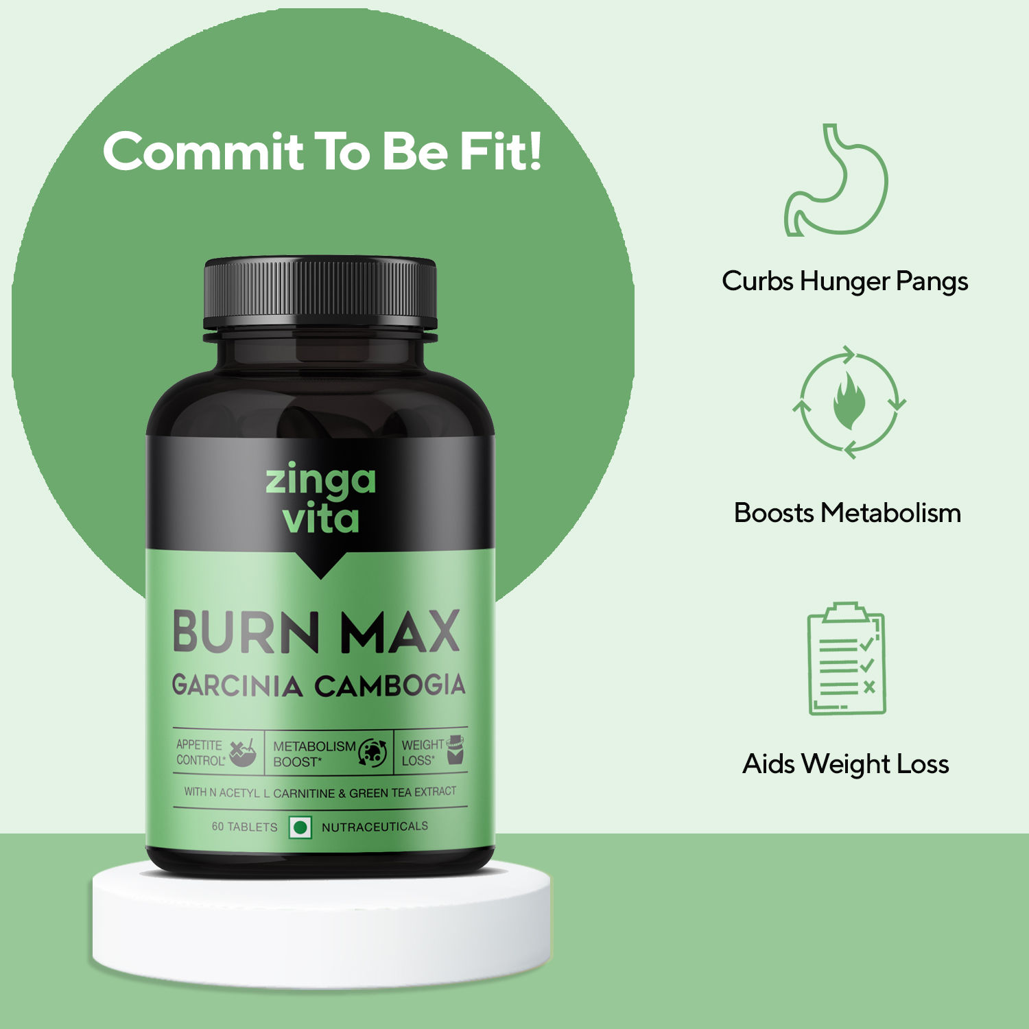 Zingavita Burn Max Fat Burner Tablets for Men & Women - Advanced Weight Loss Formula with Garcinia Cambogia, Green Tea Extract & Green Coffee Bean Extract Appetite Controller with N Acetyl L Zingavita Burn Max Fat Burner Tablets for Men & Women - Advanced Weight Loss Formula with Garcinia Cambogia, Green Tea Extract & Green Coffee Bean Extract Appetite Controller with N Acetyl L