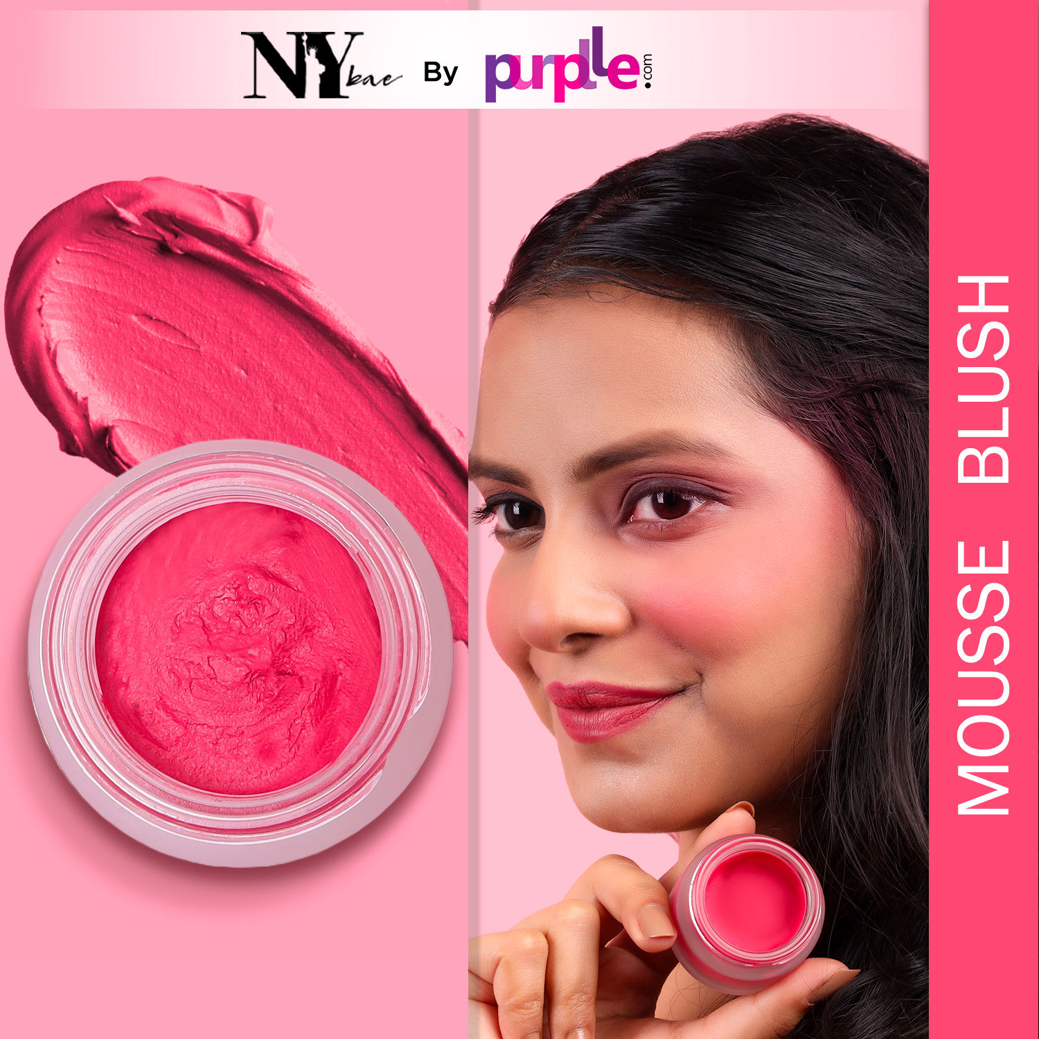 NY Bae Mousse Blush - Crimson Bloom 02 (10 gm) | Red | Natural Matte Finish | Satin Soft | Highly Pigmented | Lightweight | Super Blendable