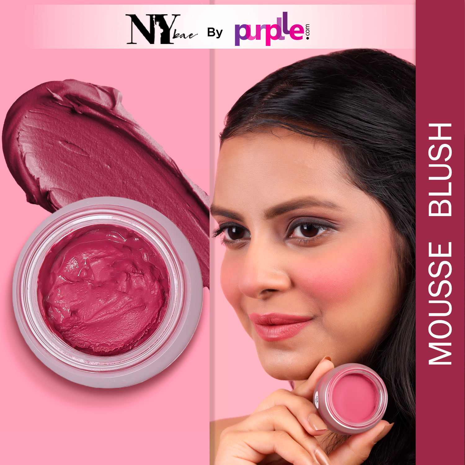 NY Bae Mousse Blush - Mulberry Bud 04 (10 gm) | Maroon | Natural Matte Finish | Satin Soft | Highly Pigmented | Lightweight | Super Blendable
