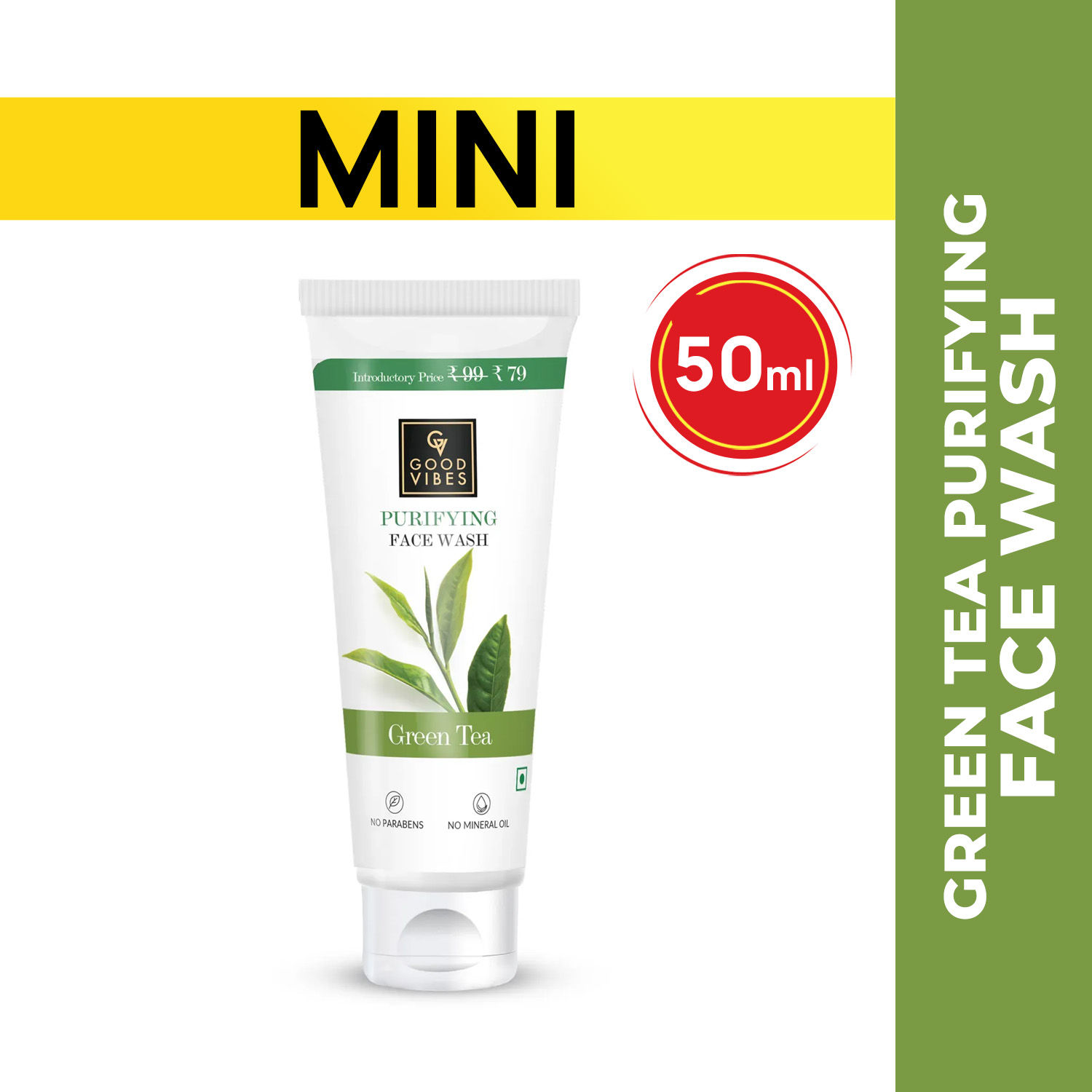 Good Vibes Green Tea Purifying Face Wash in Tube (50 ml)