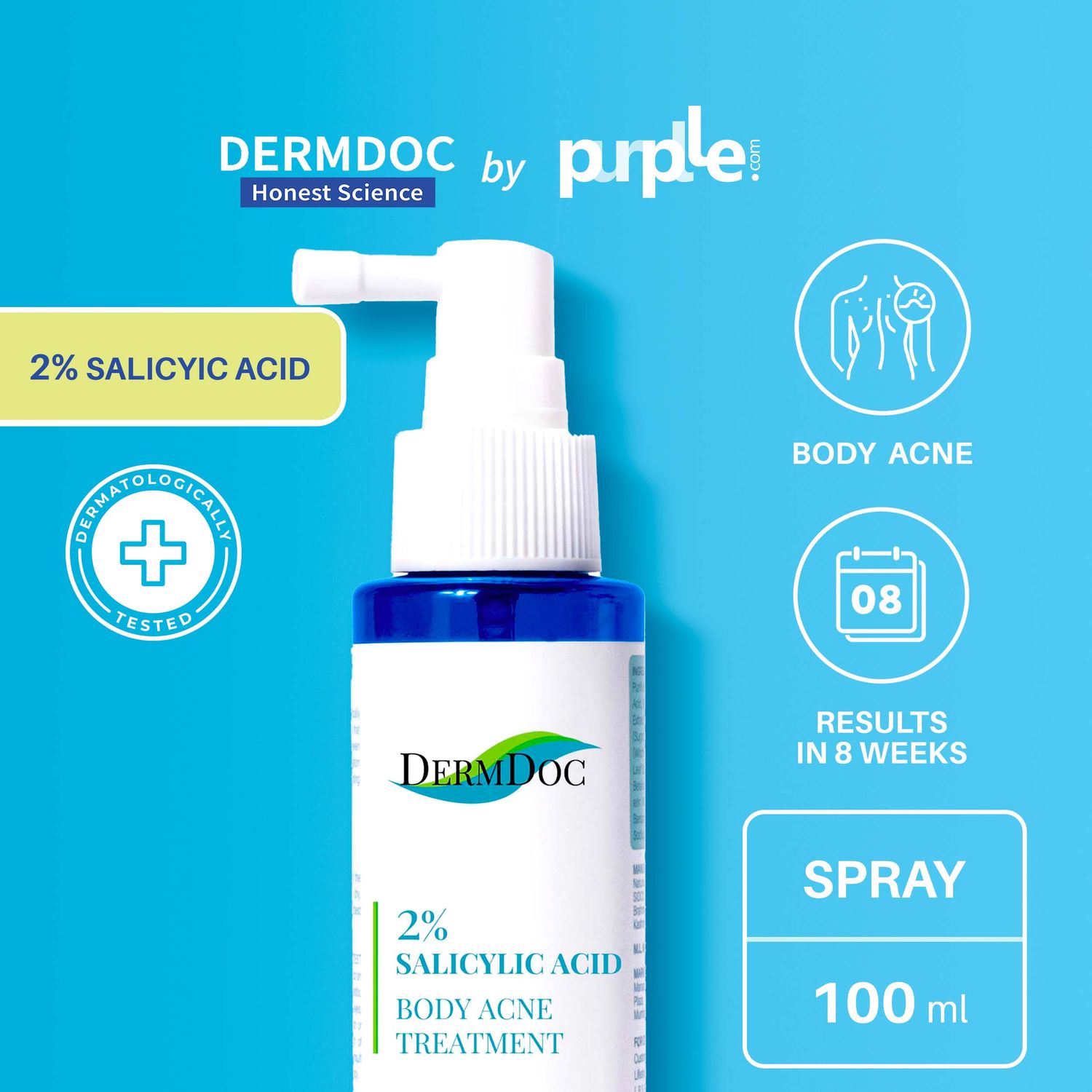 DermDoc by Purplle 2% Salicylic Acid Body Acne Treatment (100ml) | acne treatment | acne | body acne