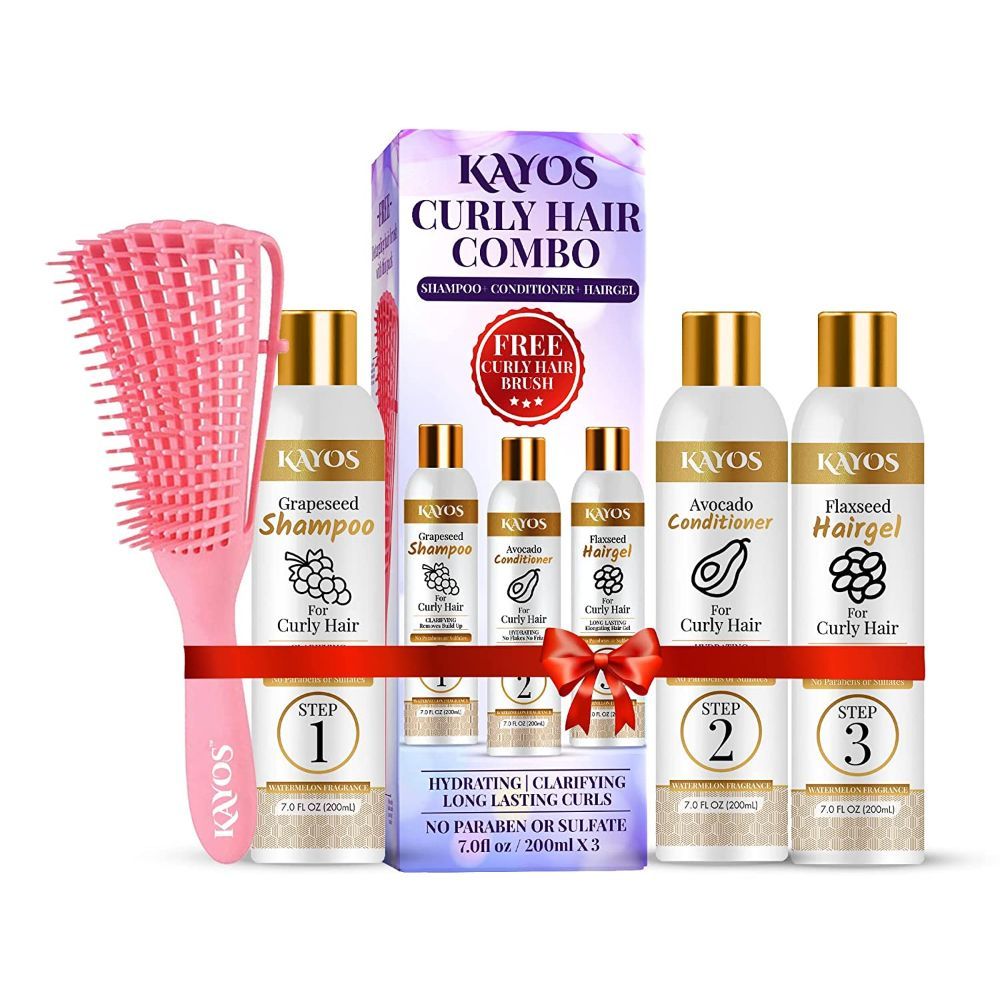 Kayos Curly Hair Care Combo with Curly Hair Grapeseed Shampoo, Avocado