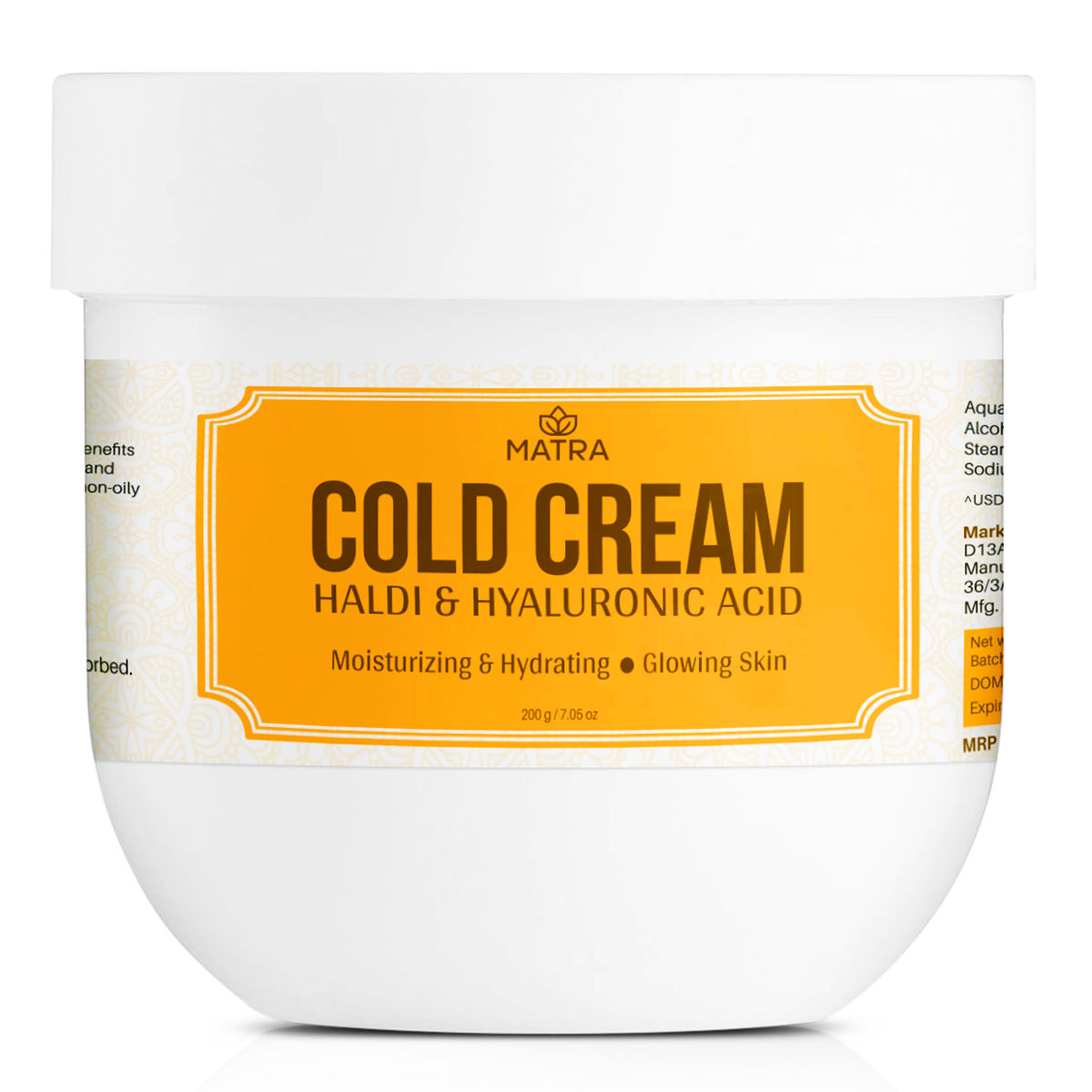 Matra Light Moisturizing Cold Cream with Haldi & Hyaluronic Acid Non
