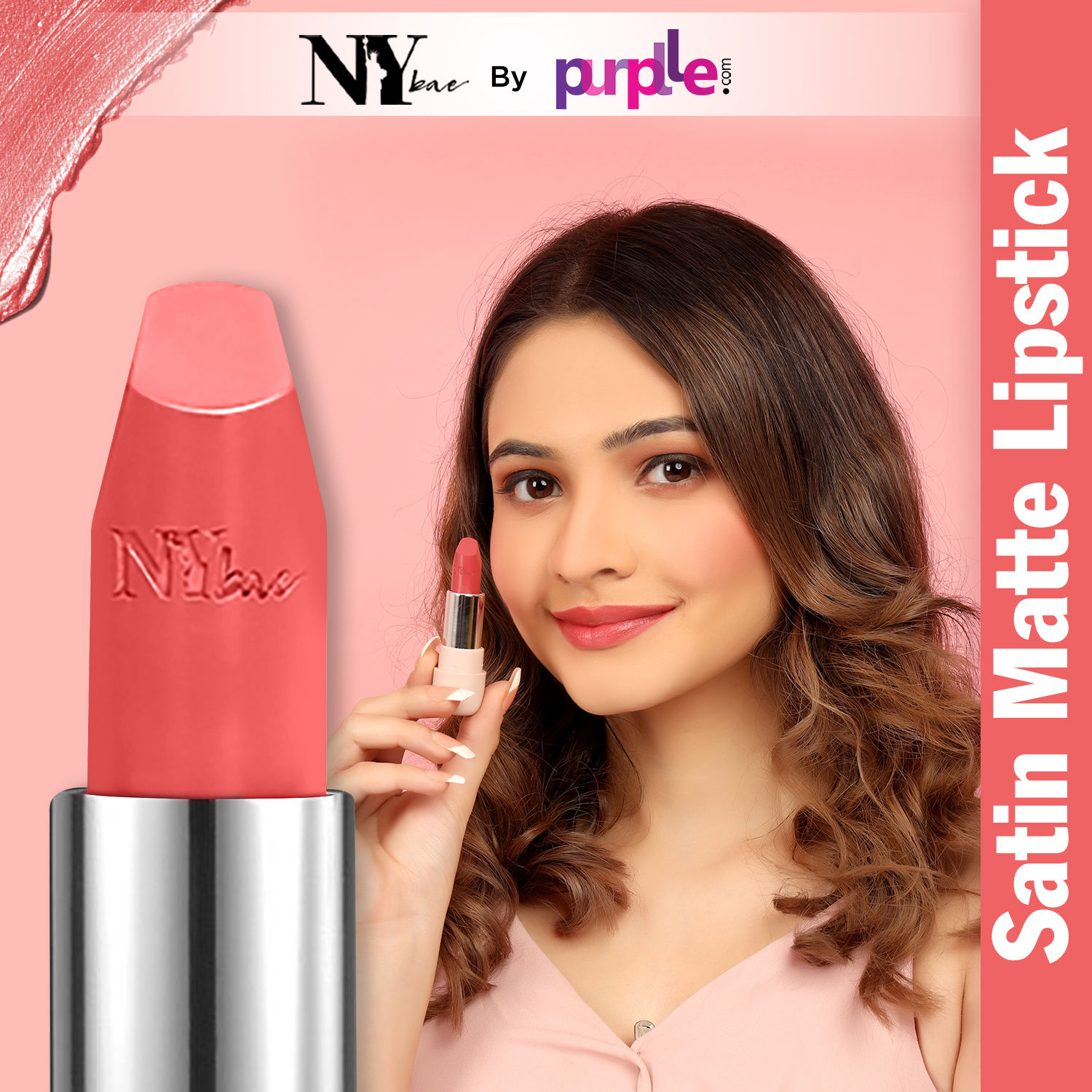 NY Bae Satin Matte Lipstick - Romantic Rose 03 (4.2 g) | Pink | Silky Smooth Texture | High Shine | Weightless | With Vitamin A & E
