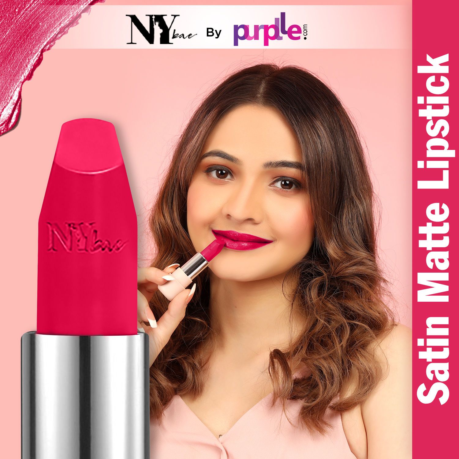 NY Bae Satin Matte Lipstick - Rare Rose 07 (4.2 g) | Pink | Silky Smooth Texture | High Shine | Weightless | With Vitamin A & E