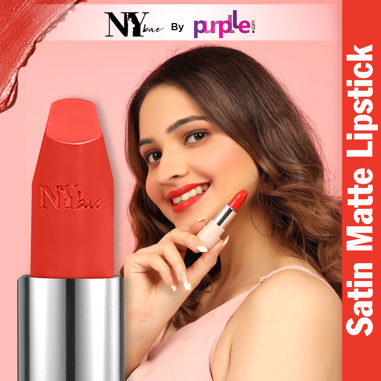 NY Bae Satin Matte Lipstick - Carefree Candy 13 (4.2 g) | Red | Silky Smooth Texture | High Shine | Weightless | With Vitamin A & E