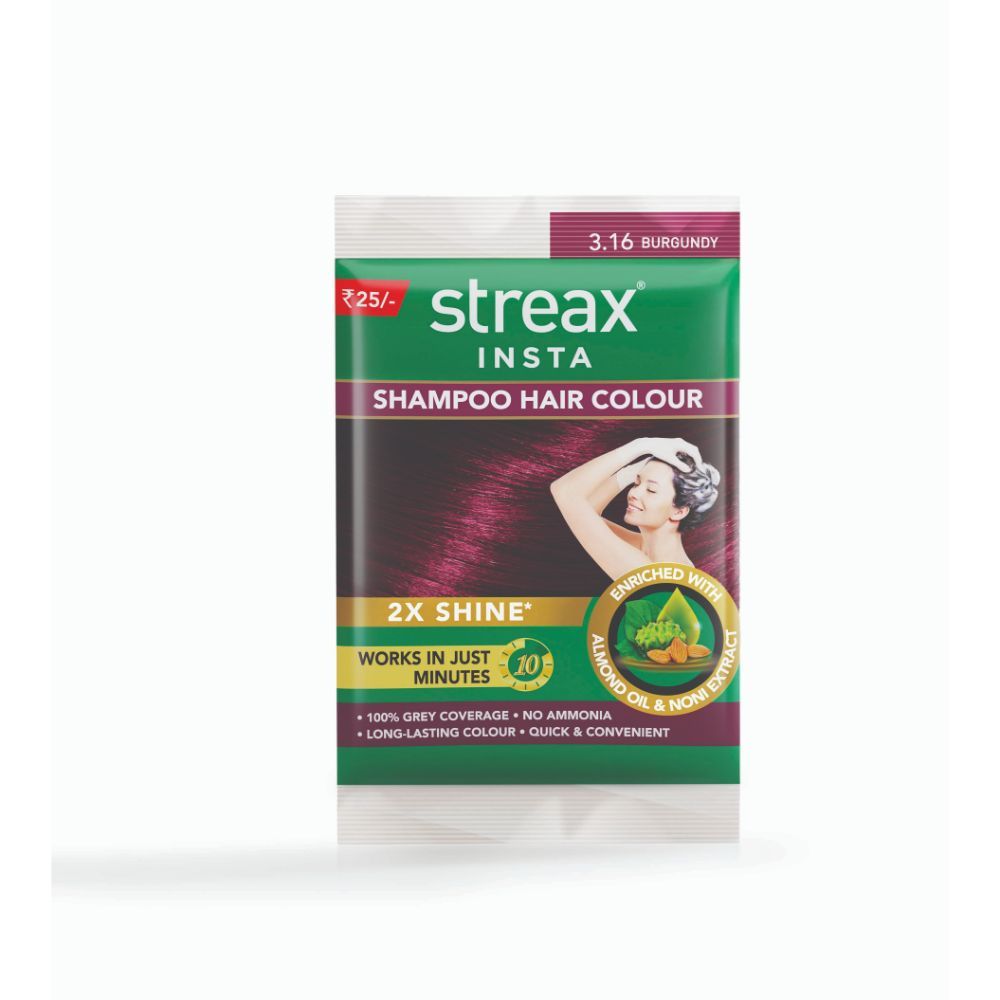 Streax Insta Shampoo Hair Colour Burgandy (18 ml)