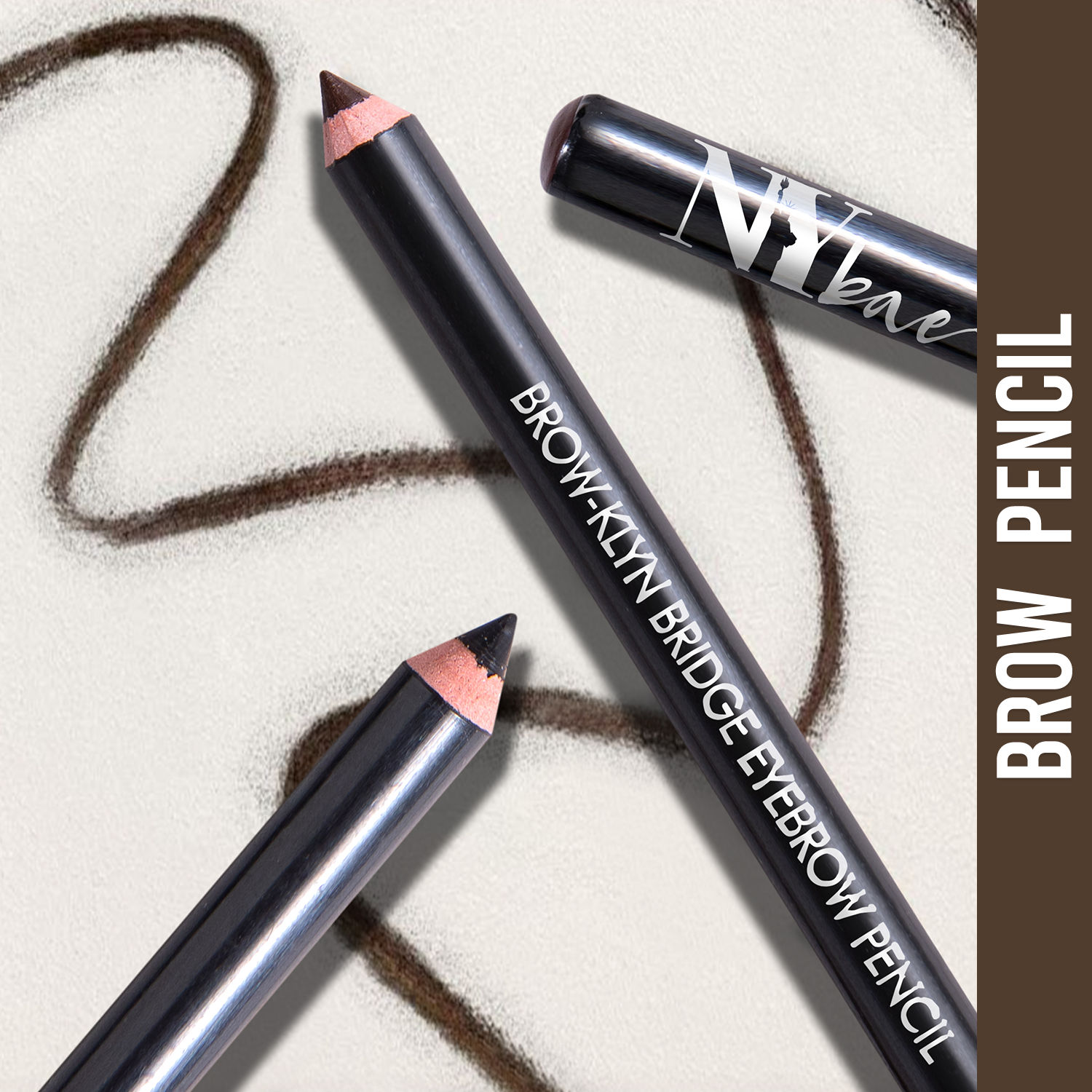 NY Bae Brow-klyn Bridge Eye Brow Pencil - Brown (1.4 g) | Enriched with Castor Oil & Vitamin E | Smudge Resistant | Easy To Use | Cruelty Free