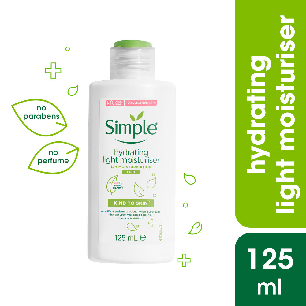 Simple Kind to Skin Hydrating Light Moisturiser| Moisturiser for sensitive Skin | No Added Perfume, No Harsh Chemicals, No Artificial Color, No Alcohol and No Parabens | 125 ml