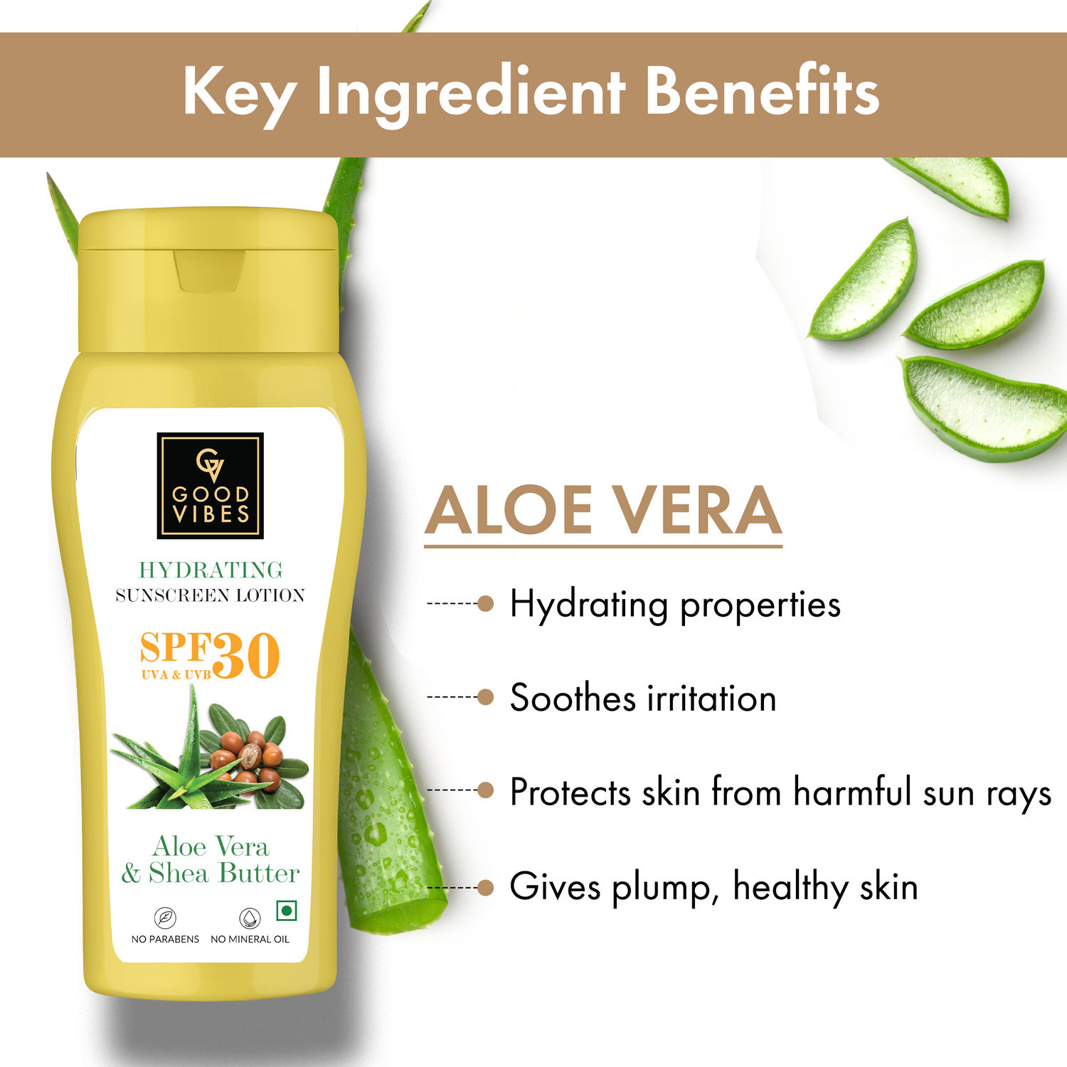 Good Vibes Hydrating Sunscreen Lotion spf 30 - Aloe vera & Shea butter  (110ml)
