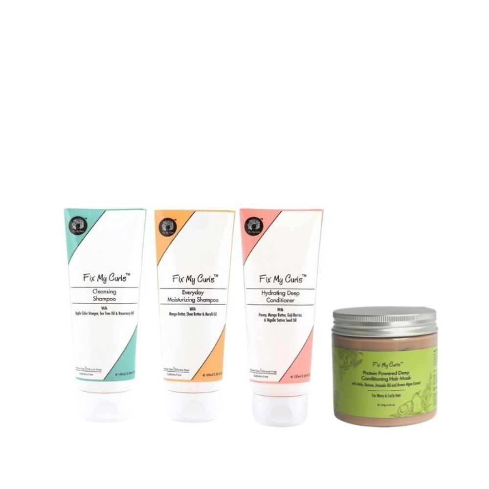 Fix My Curls Wash Day Bundle with Protein Hair Mask For Curly, Wavy