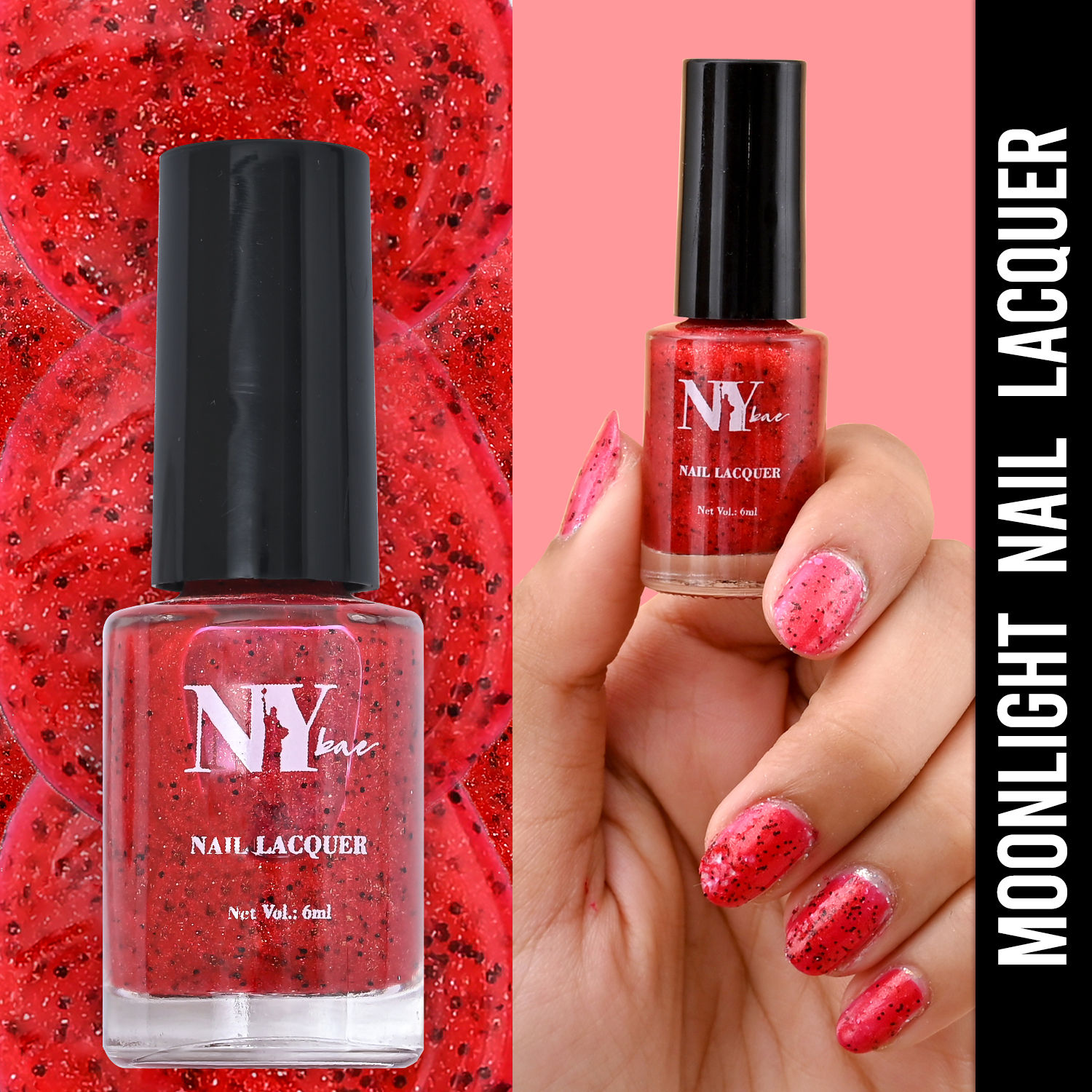 NY Bae Nail Lacquer, Glitter, Pink, Moonlight - Woolworth Moonlight 23 (6  ml)
