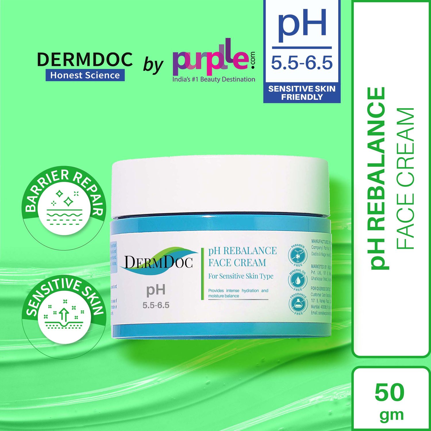 Dermdoc pH Rebalance Face Cream with Hyaluronic Acid (50 gm)