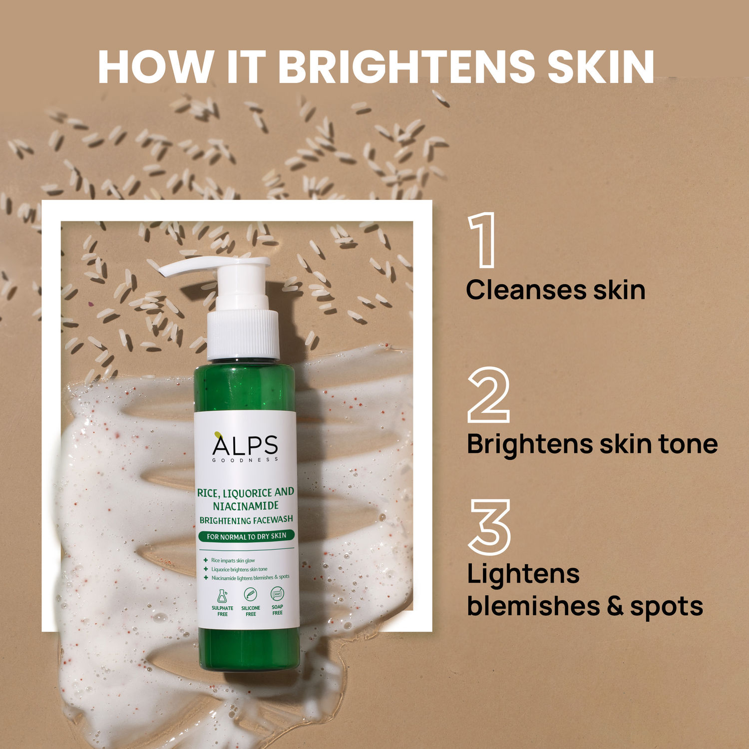 Alps Goodness Rice, Liquorice & Niacinamide Brightening Facewash
