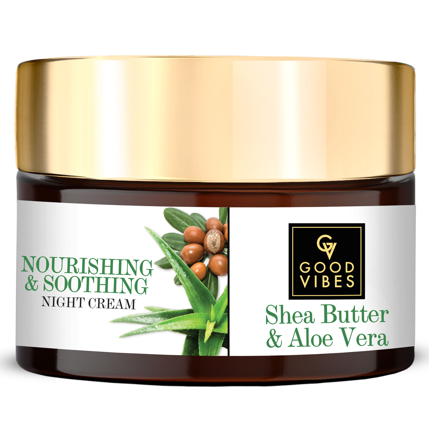 Good Vibes Shea Butter + Aloe Vera Nourishing + Soothing Night Cream | Moisturizing, Soothing | No Parabens, No Sulphates, No Mineral Oil (50 gm)