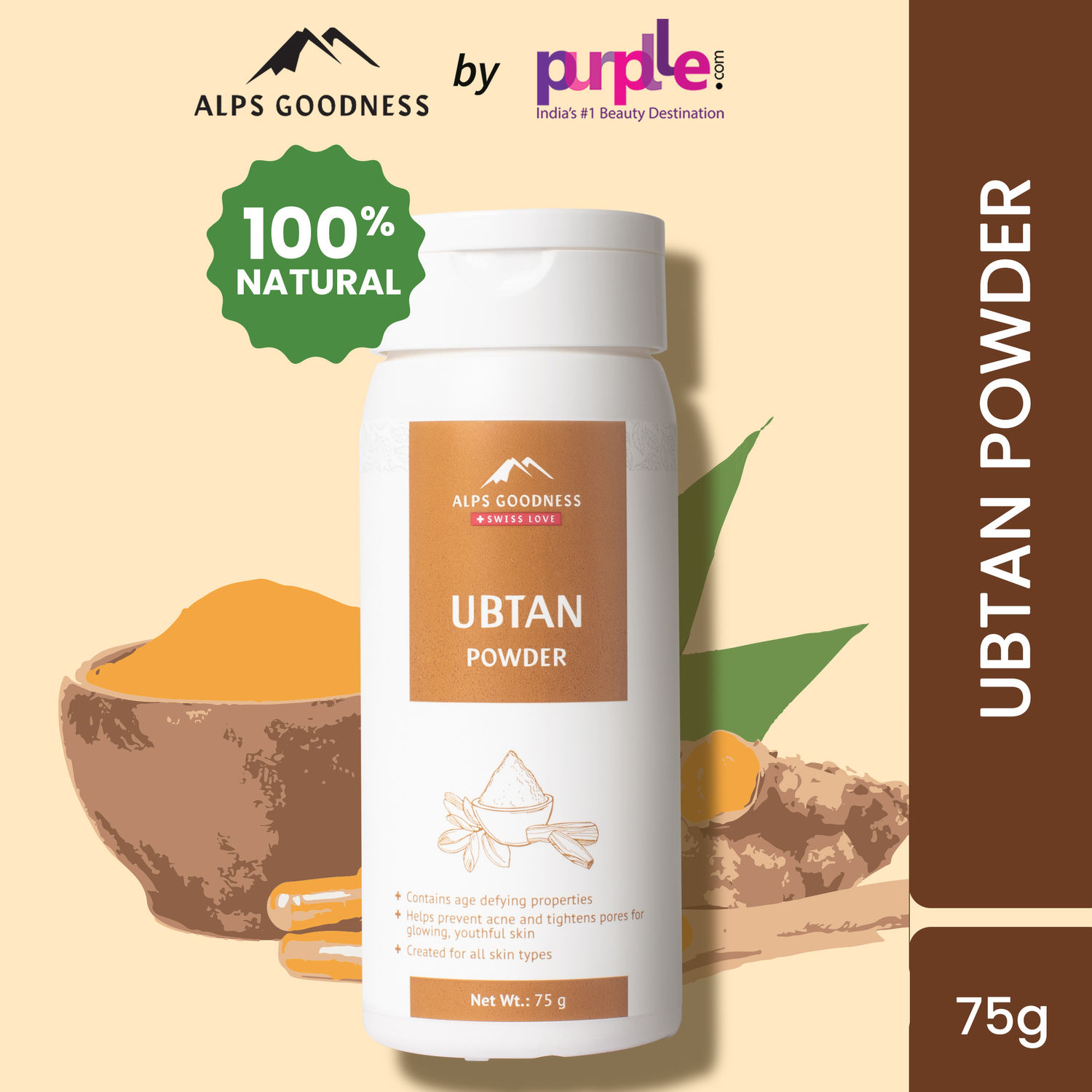 Alps Goodness Powder - Ubtan (75 g)| 100% Natural Powder | No Chemicals, No Preservatives, No Pesticides | Can be used for Hair Mask and Face Mask | Nourishes hair follicles| Glow Face Pack| Ubtan Face Pack