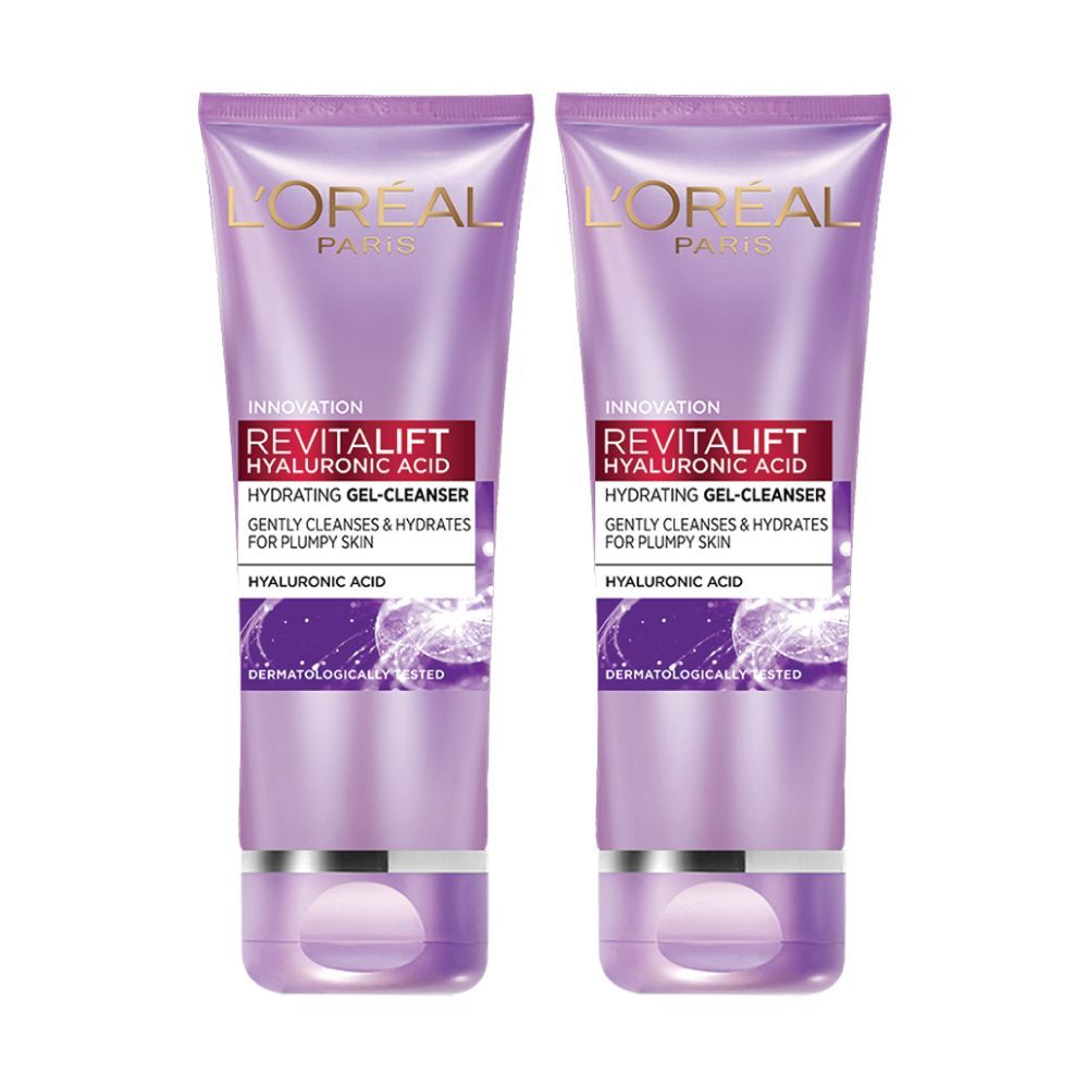 Buy L'Oreal Paris Revitalift Hyaluronic Acid Hydrating Gel Cleanser, Combo Pack of 2 | Gentle Facewash to cleanse Impurities & makeup residue - Purplle