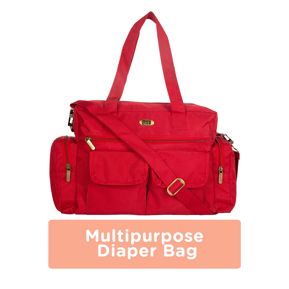 Mee Mee Multipurpose Diaper Bag (With Changing Mat, Red)