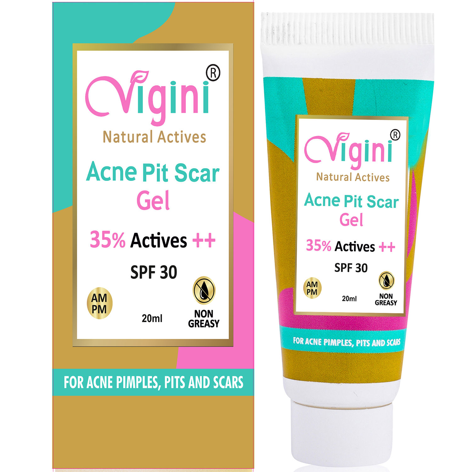 Vigini 35% Actives Acne Pit Scars Spot Stop Face Day Night Gel  (20 ml)