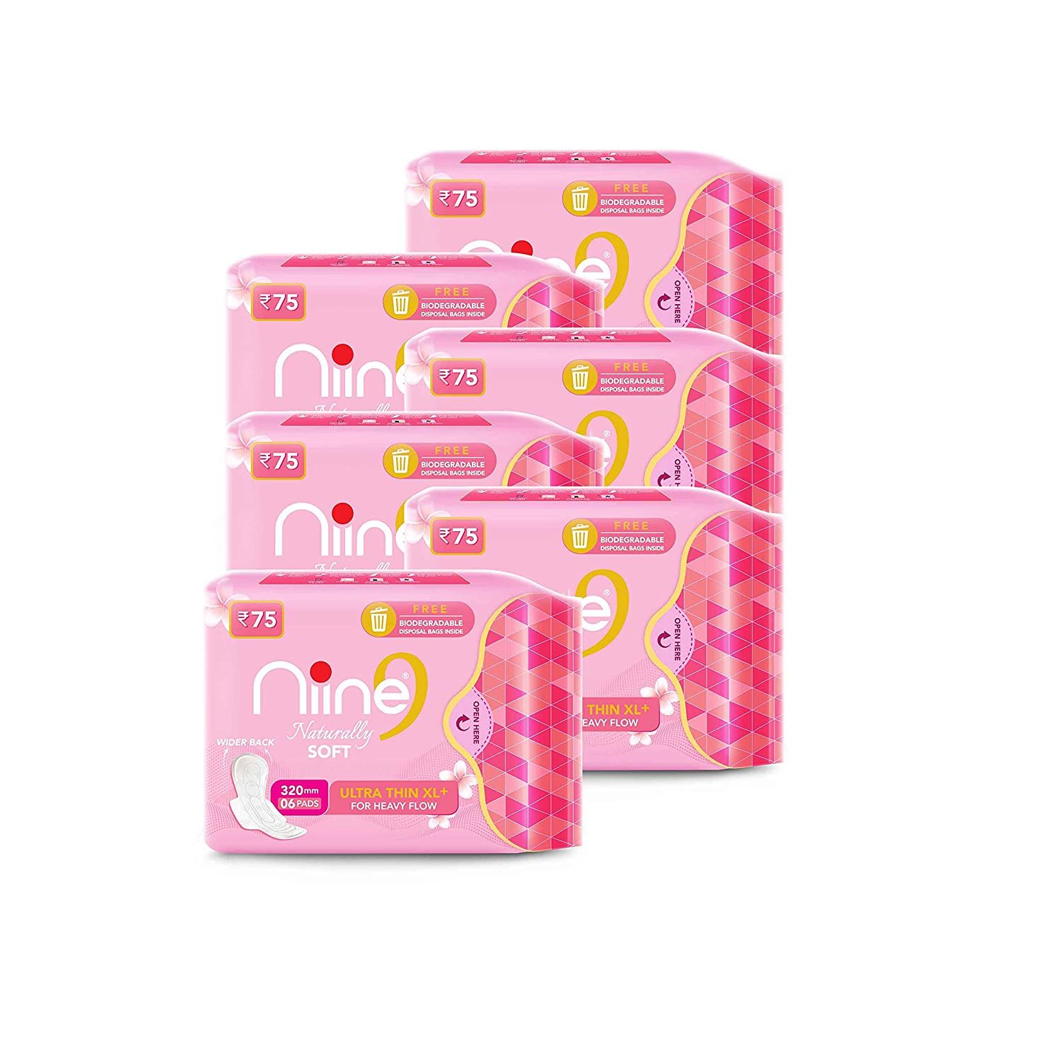 NIINE Naturally Soft Ultra Thin XL+, Sanitary Napkins for HEAVY FLOW