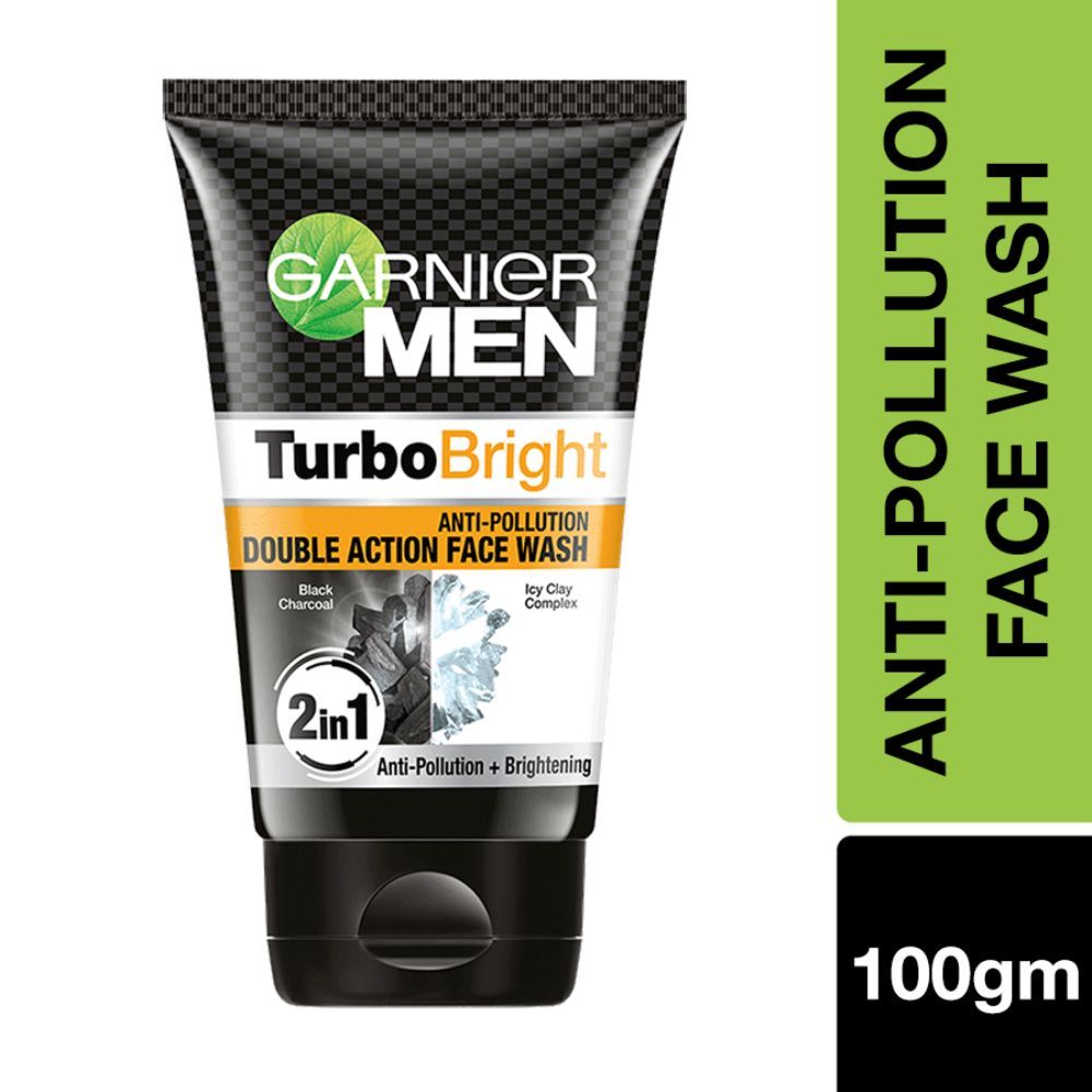 Buy Garnier Men Turbo Bright Anti-Pollution Double Action Facewash, 100g - Purplle