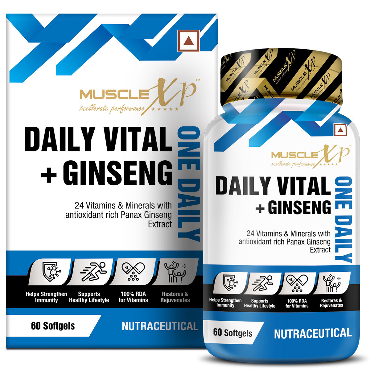 MuscleXP One Daily Vital + Ginseng Multivitamin with 24 Vitamins