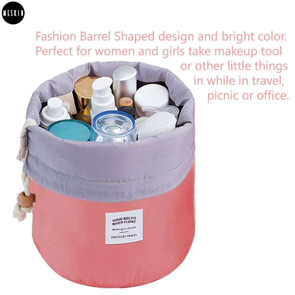 MeSkin Barrel Bucket Shaped Foldable Makeup Bag, Travel Case Pouch(Assorted  Color)