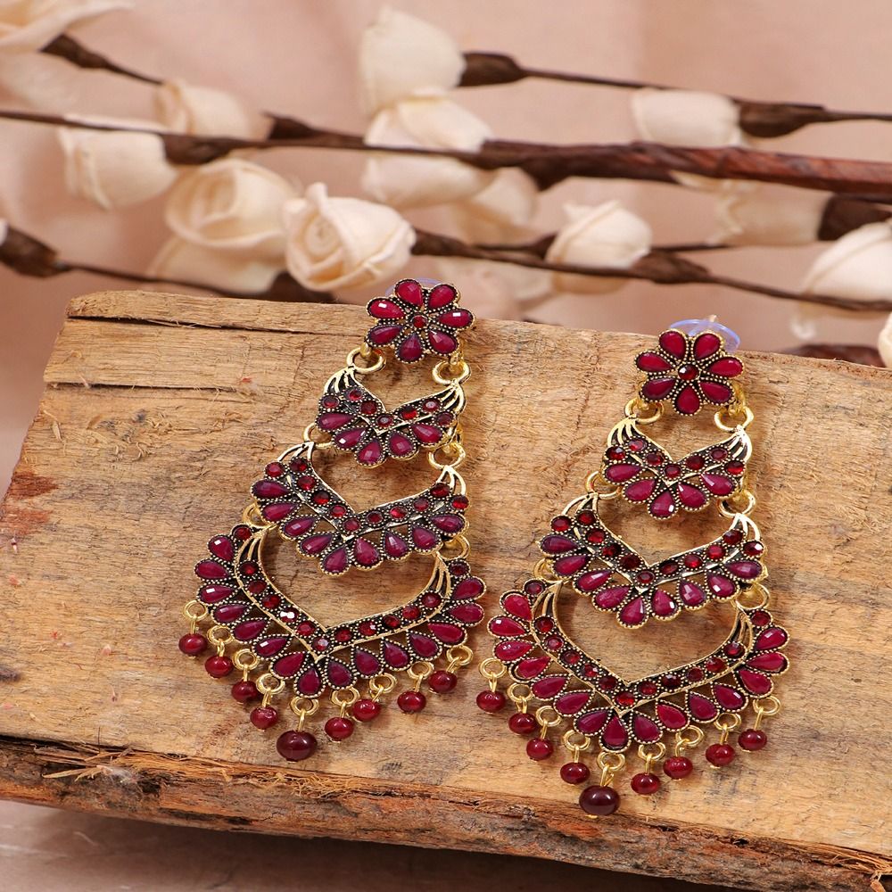 Buy Antico Stylish Bridal ethnic Maroon Color Oxidized Long Jhumka Earrings  for Women Online at Best Prices in India - JioMart.