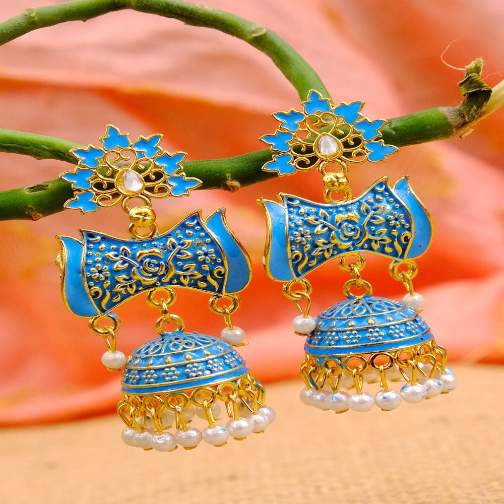 Buy Traditional Gold Design Triple Jhumka Earrings for Women-sgquangbinhtourist.com.vn