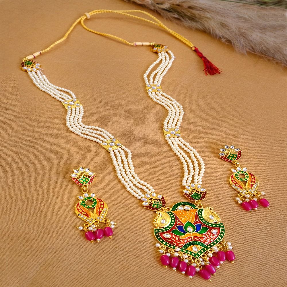 Buy quality Antique Jadau Moti Necklace 22k Gold in Rajkot