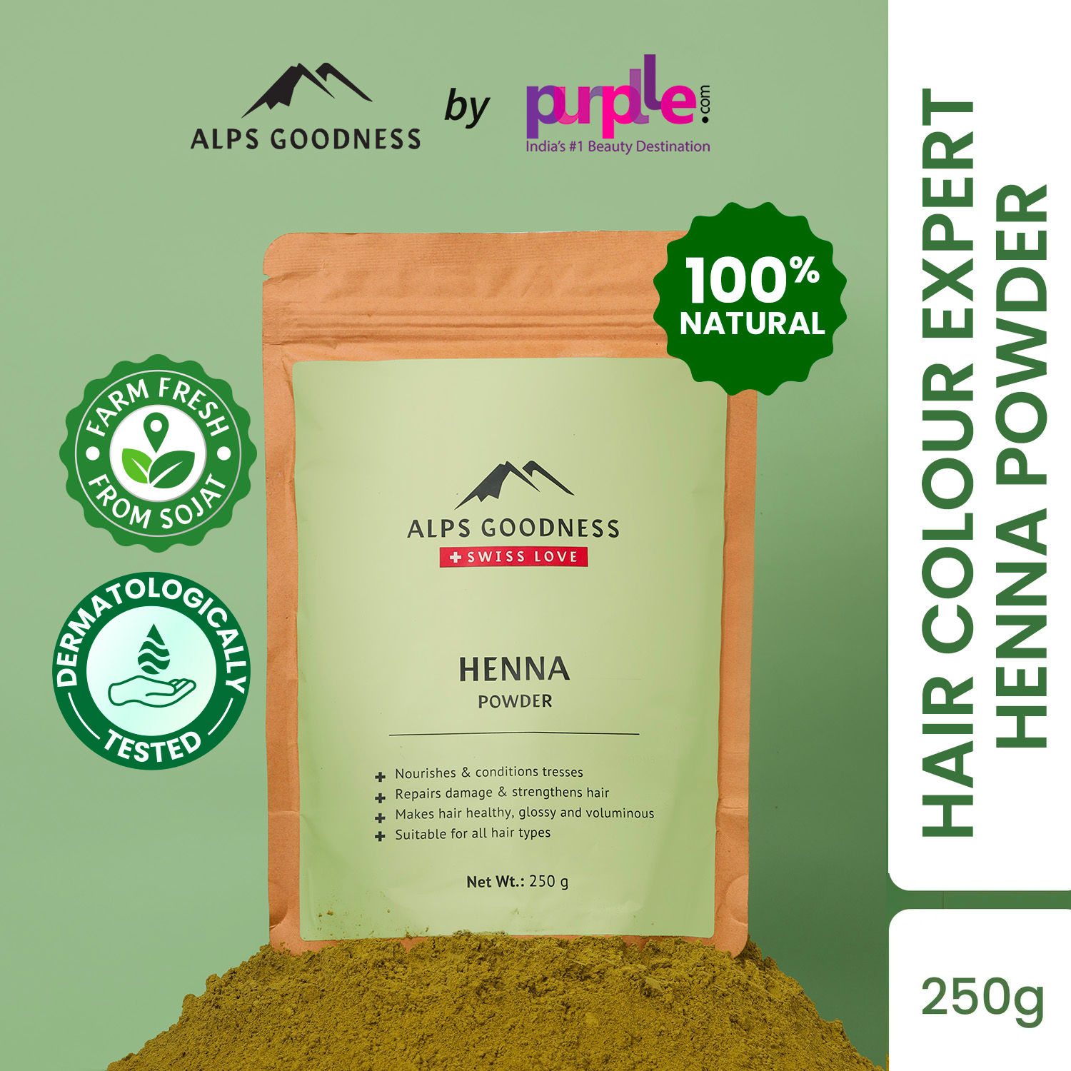 Herbalhut Natural Rajasthani Best Quality Henna Mehendi Powder for hair &  Hand 500g