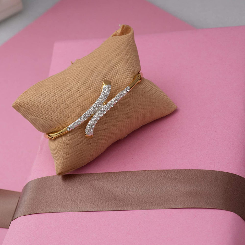 Estele Gold & Rhodium Plated Gushing Wind Bracelet with Crystals for Women