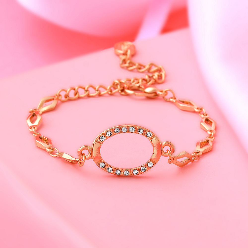 Estele Rose Gold Plated Infinity Bracelet with Crystals for Women