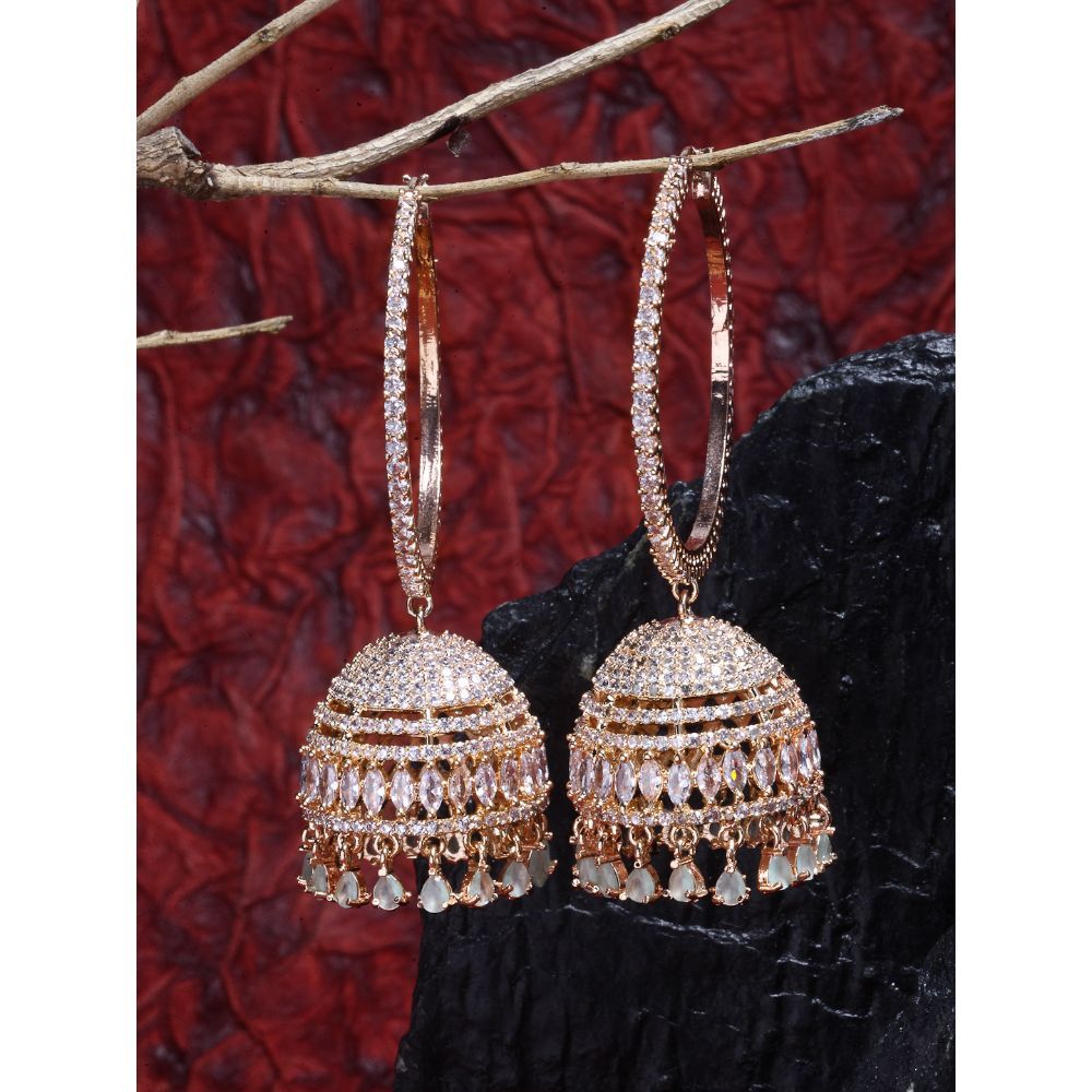 Pure Silver Crystal Rose Dome Jhumka