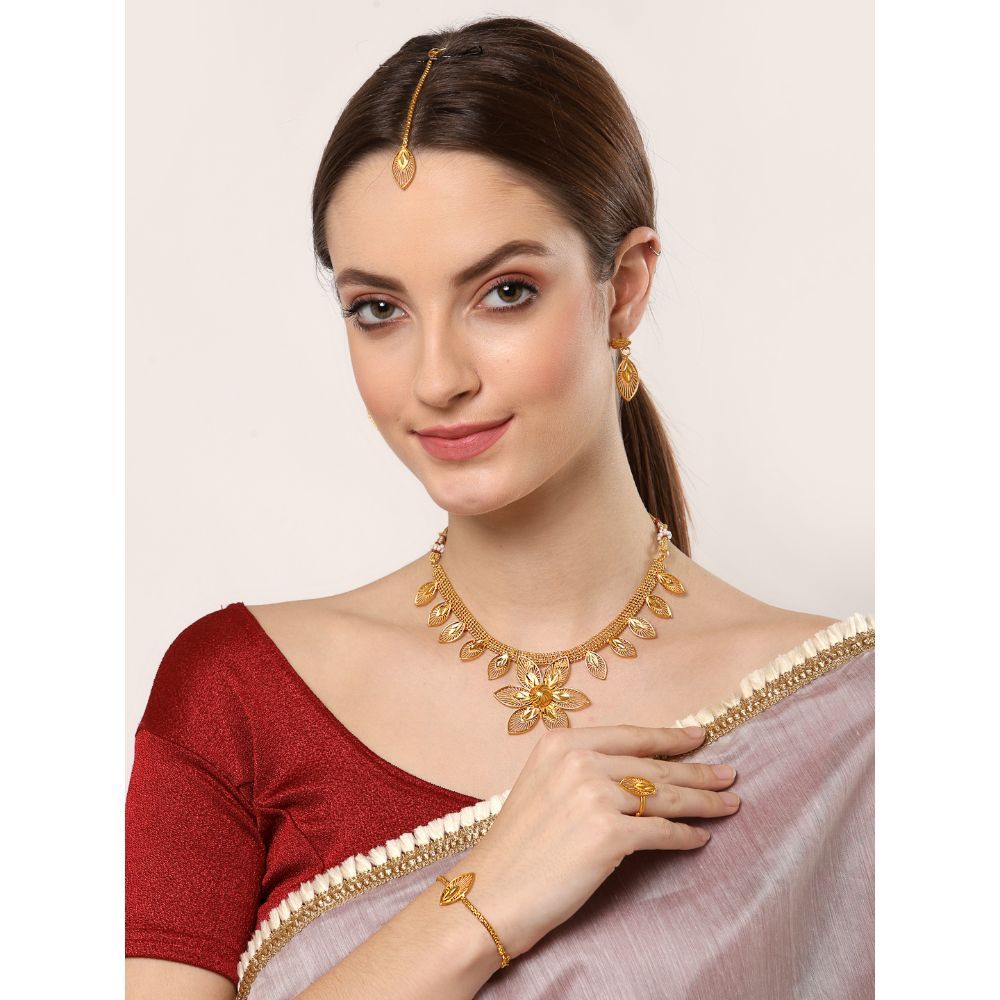 Zeneme 24 KT Gold-Plated Floral Rani 