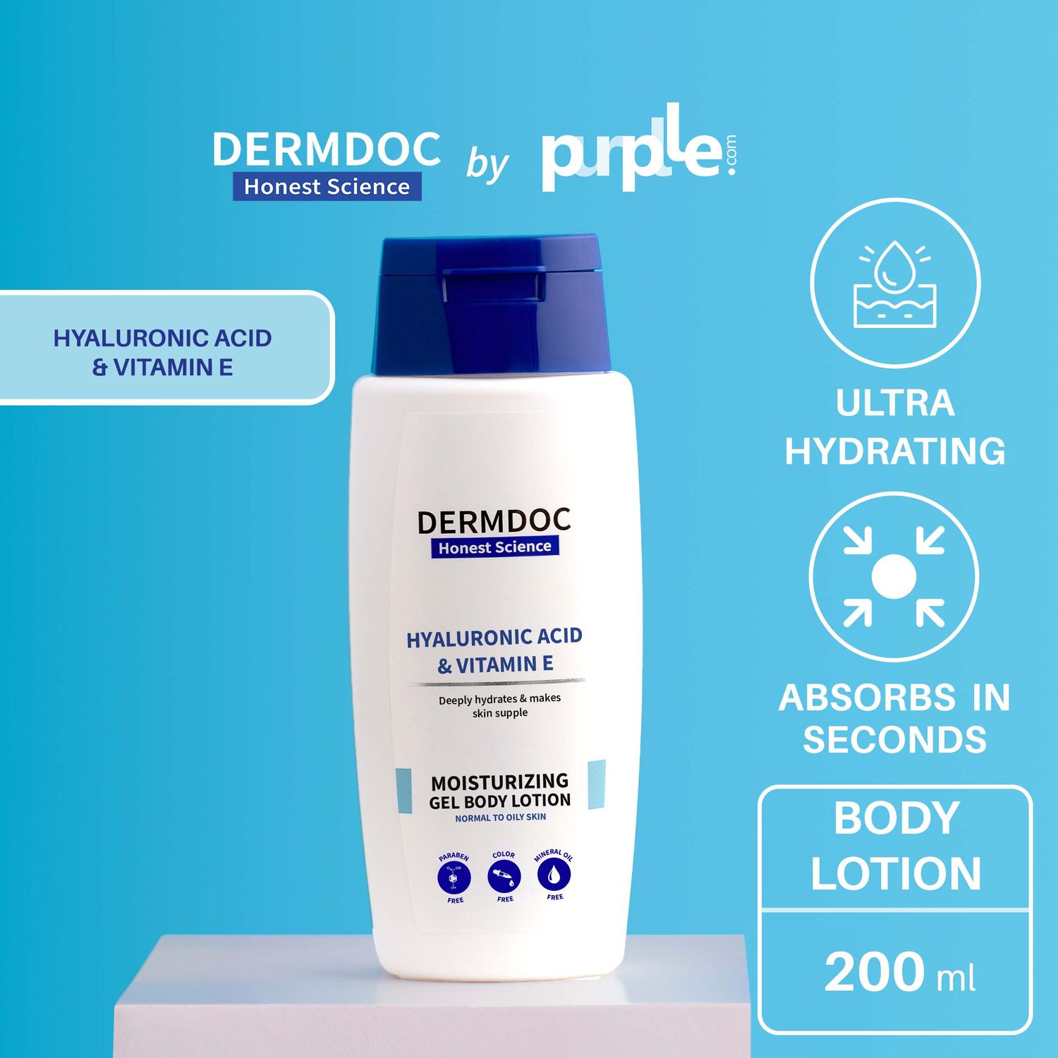 Dermdoc Hyaluronic Acid & Vitamin E Moisturizing Gel Body Lotion Normal