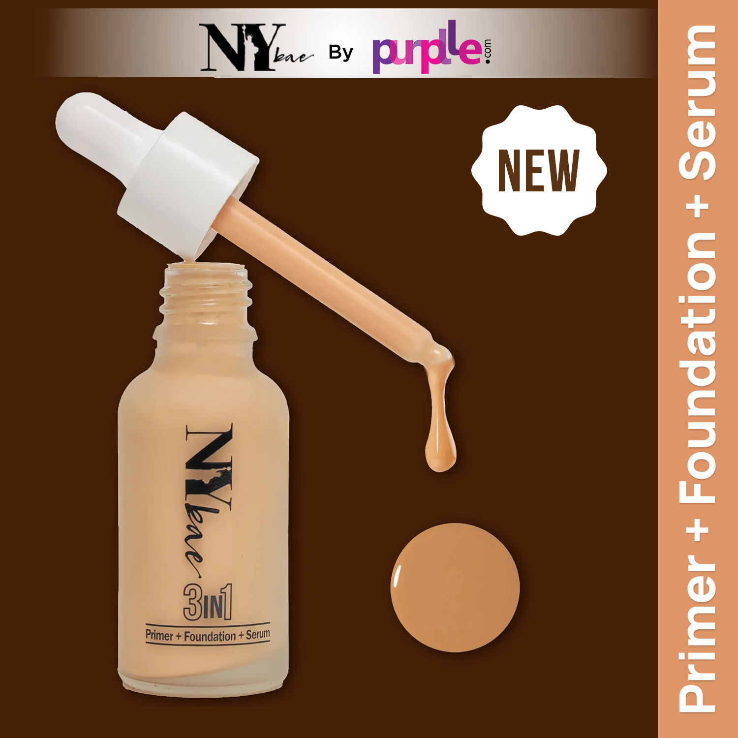 NY Bae 3 in 1 Primer + Foundation + Serum - Cool Vanilla 02 (30 ml) | Very Fair | Cool Undertone | Hydrating | All-Day Comfort | Medium Coverage