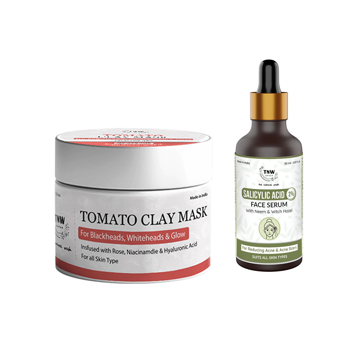 Combo of 2 Tomato Clay Mask 50gm + Salicylic Acid Face Serum 30ml