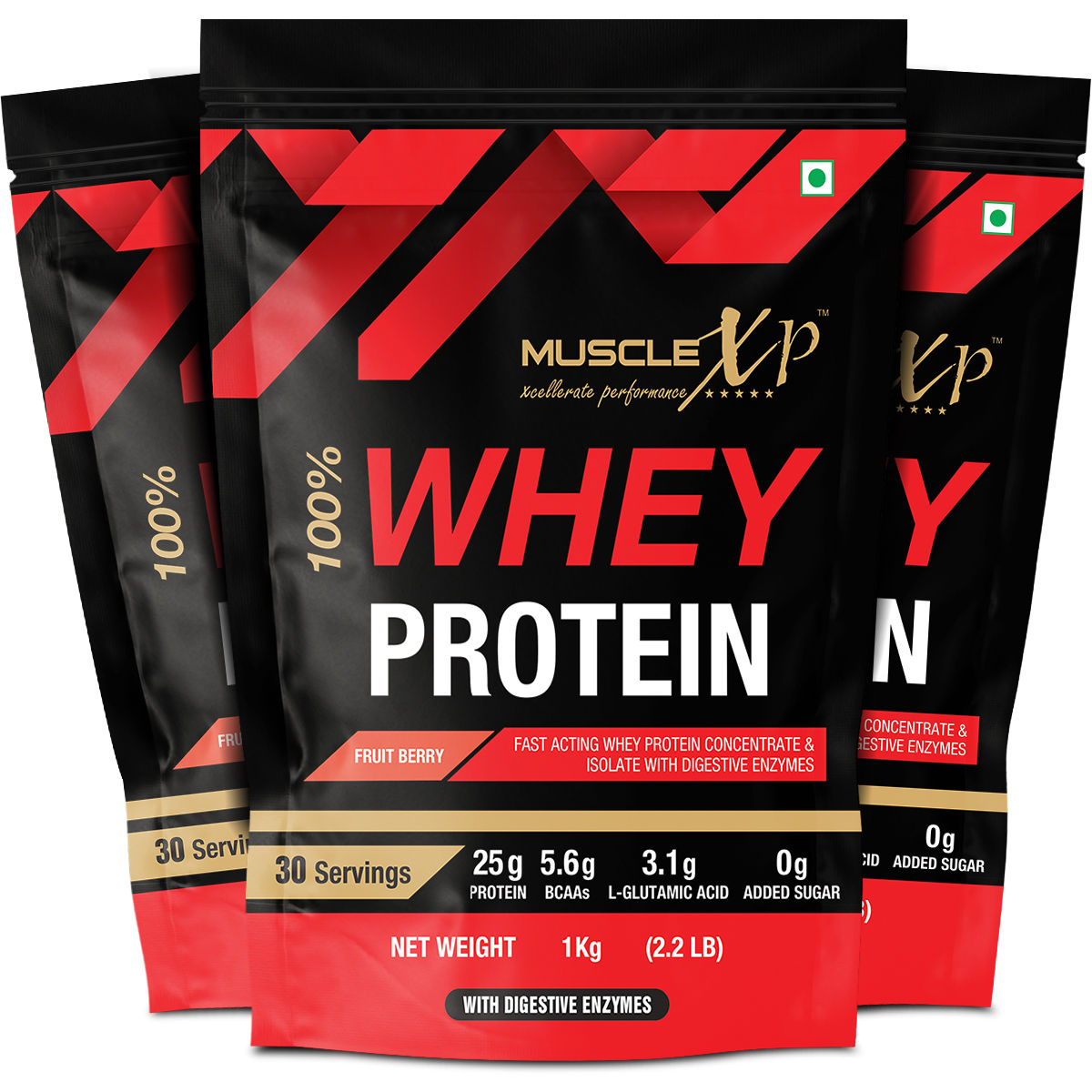 MuscleXP 100 Whey Protein with Whey Protein Isolate Blend (75g Protein) and Digestive Enzymes