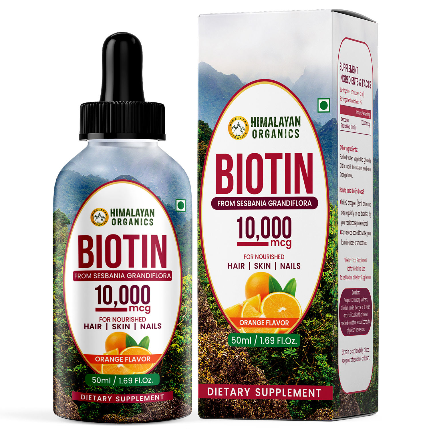 Himalayan Organics Liquid Biotin 10000mcg Drops - 5X Better Absorption ...