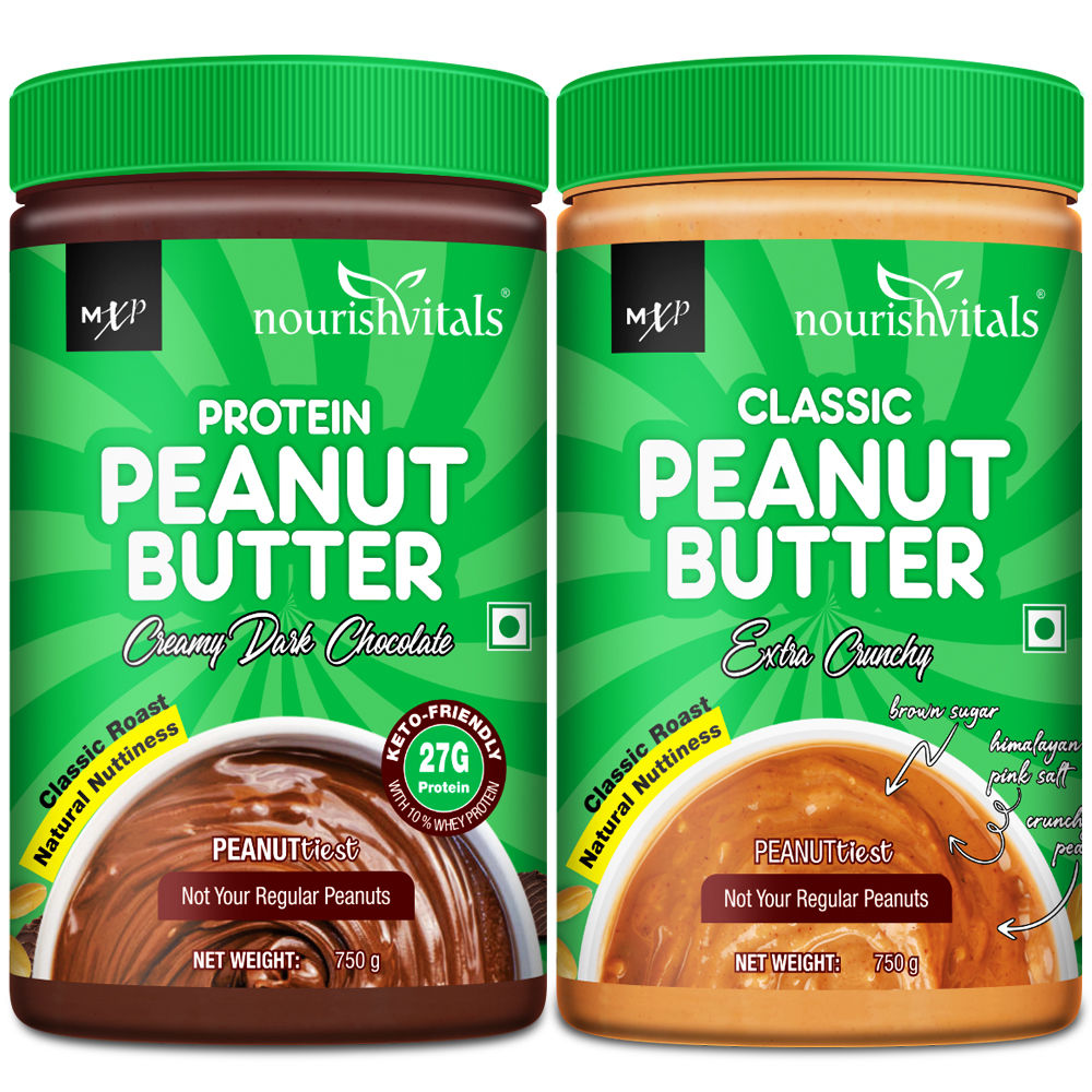 NourishVitals Irresistibly Tasty Combo Protein Peanut Butter (Creamy
