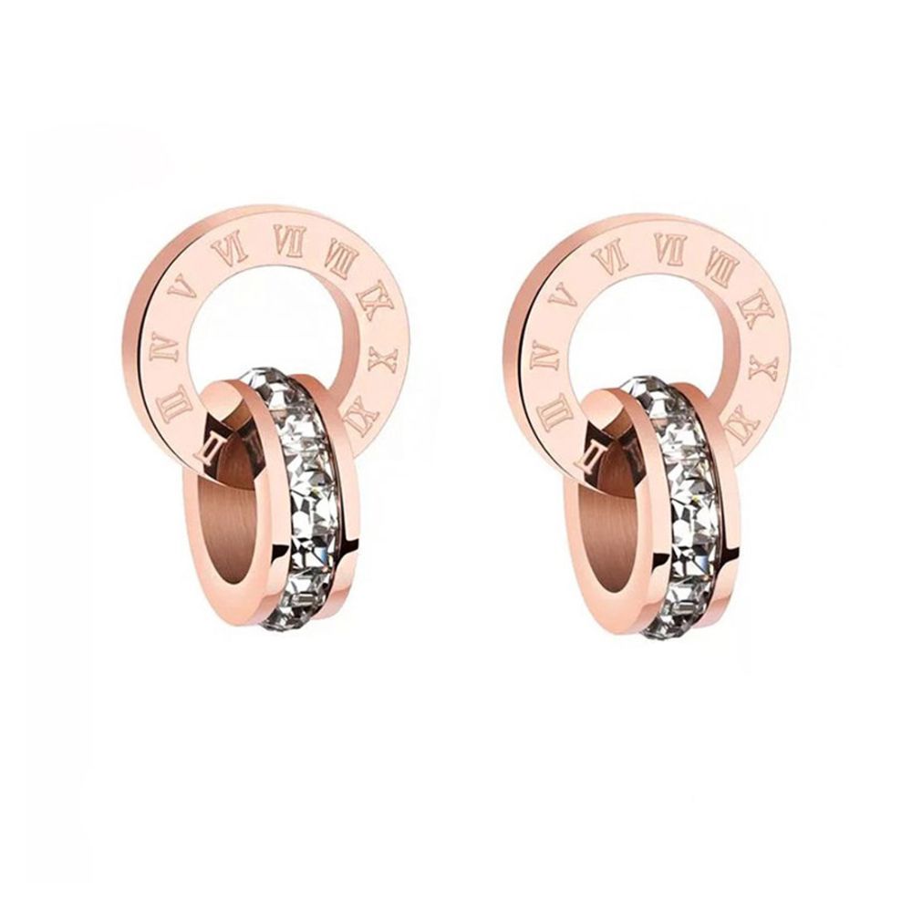 Priyaasi Pink Stone Studded Engraved Oxidised SIlver Stud Earrings