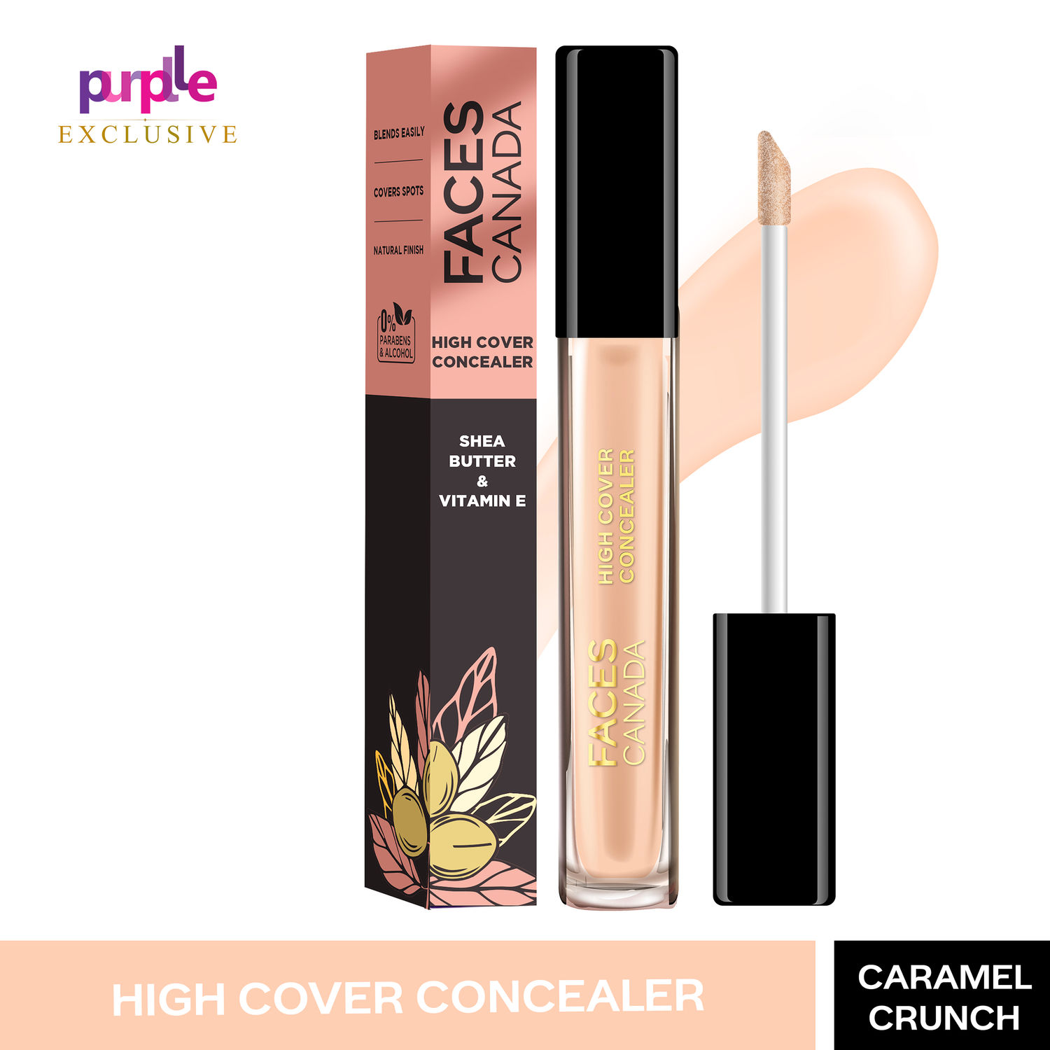 Faces Canada High Cover Concealer I Natural Finish I Covers Hyperpigmentation & Fine Lines Caramel Crunch 03 (4 ml) - Exclusively on Purplle