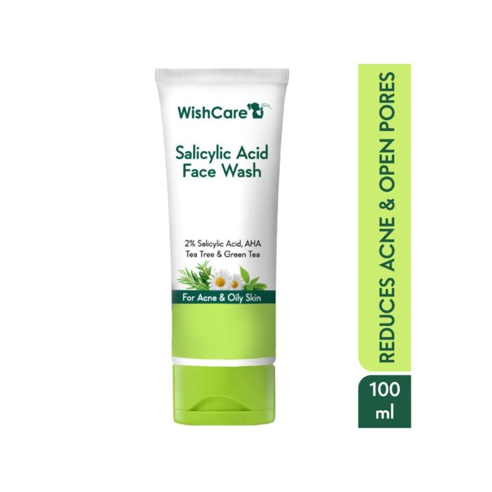WishCare 2 Salicylic Acid with AHA, GreenTea, & TeaTree For Oil & Acne Control Face Wash