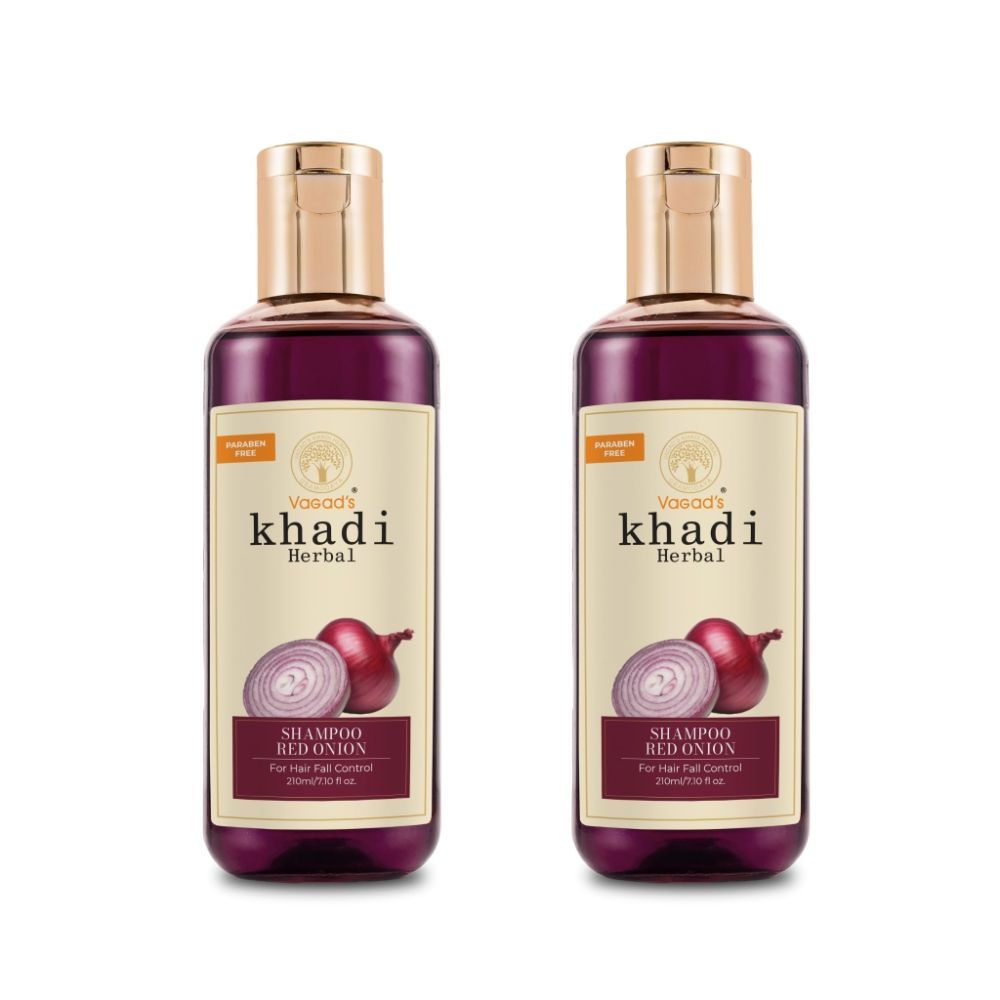 Vagad's Khadi Red Onion Shampoo 210ml | Anti-Hair fall | Parabens free |  Silicon Free