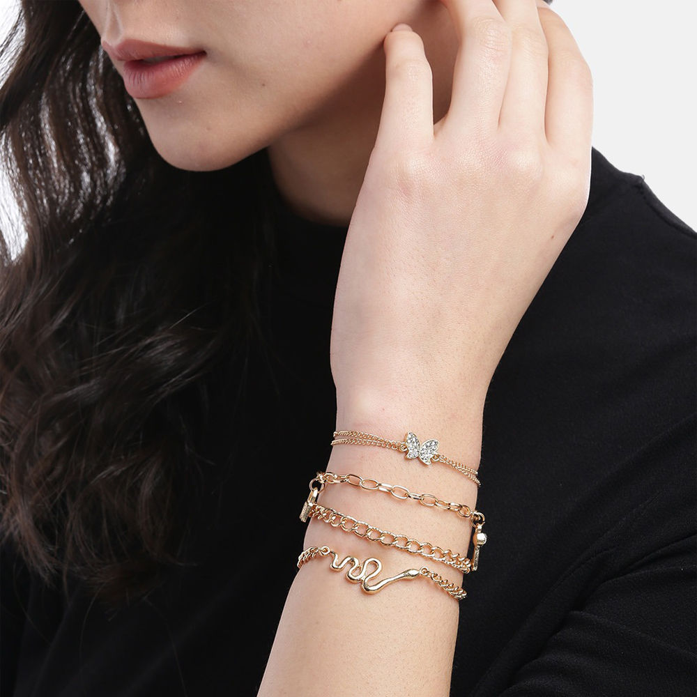 Buy Jewels Galaxy Jewellery For Women Gold Plated Chain Bracelet Online
