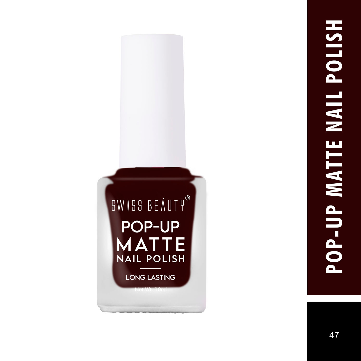 Swiss Beauty POPUP Matte Nail Polish 47 Deep Brown (10 ml)
