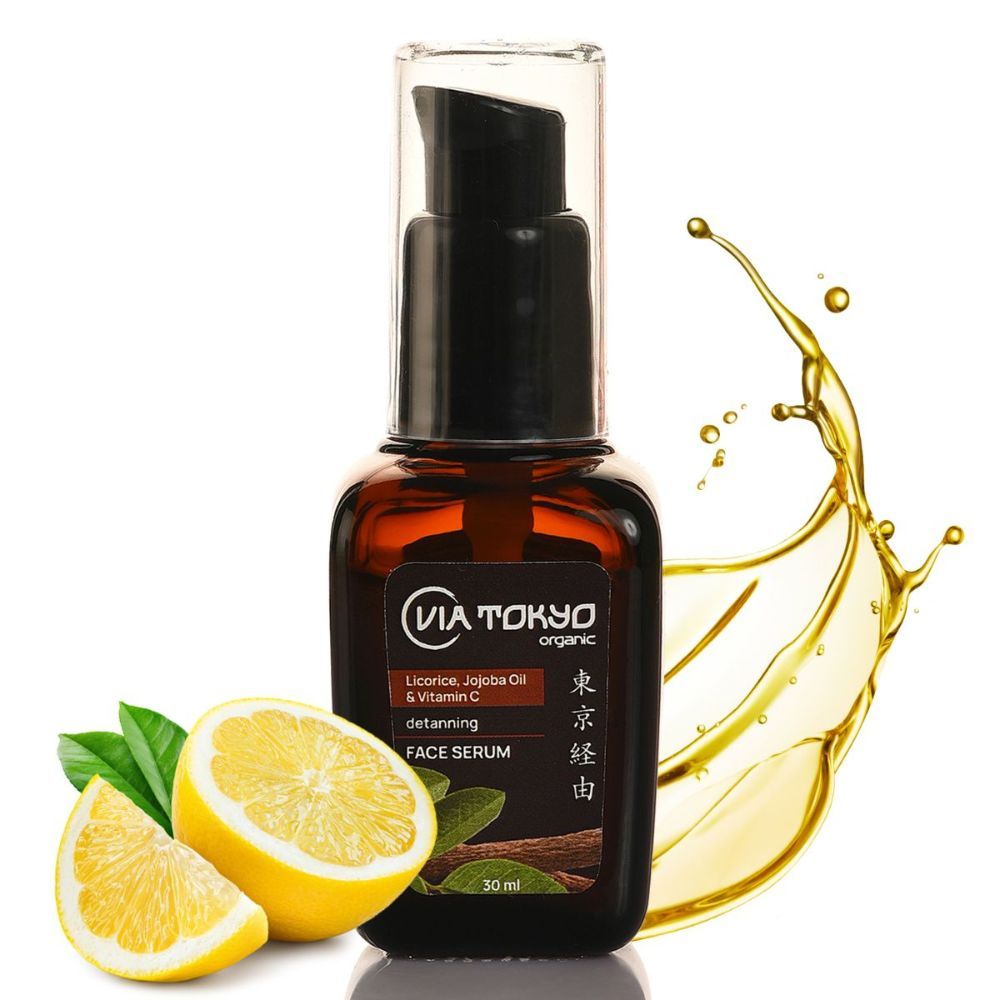 VIA TOKYO ORGANIC Licorice & Jojoba Oil Vit C Face Serum, Detanning, No