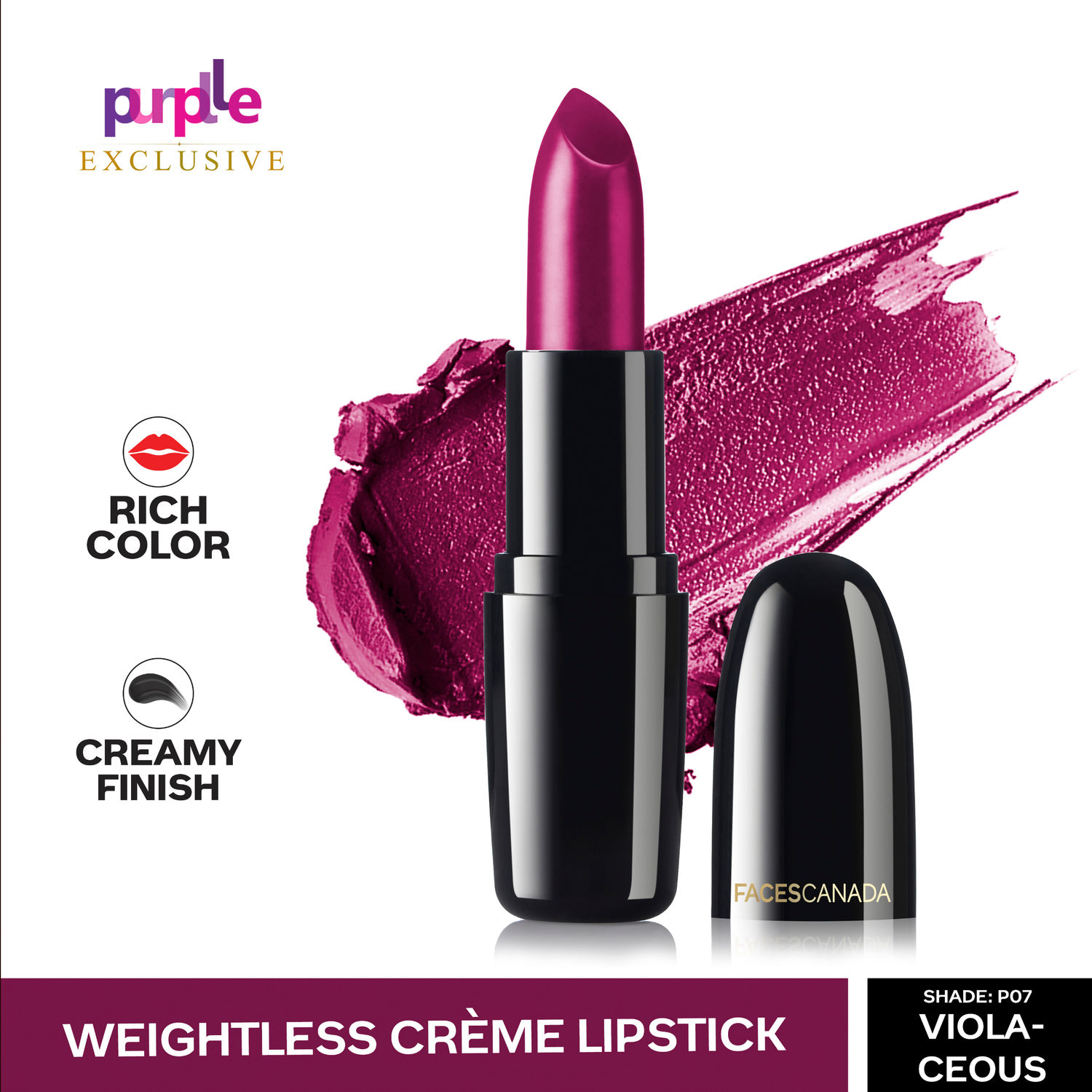 Faces Canada Weightless Creme Finish Lipstick Violaceous P07 4gm